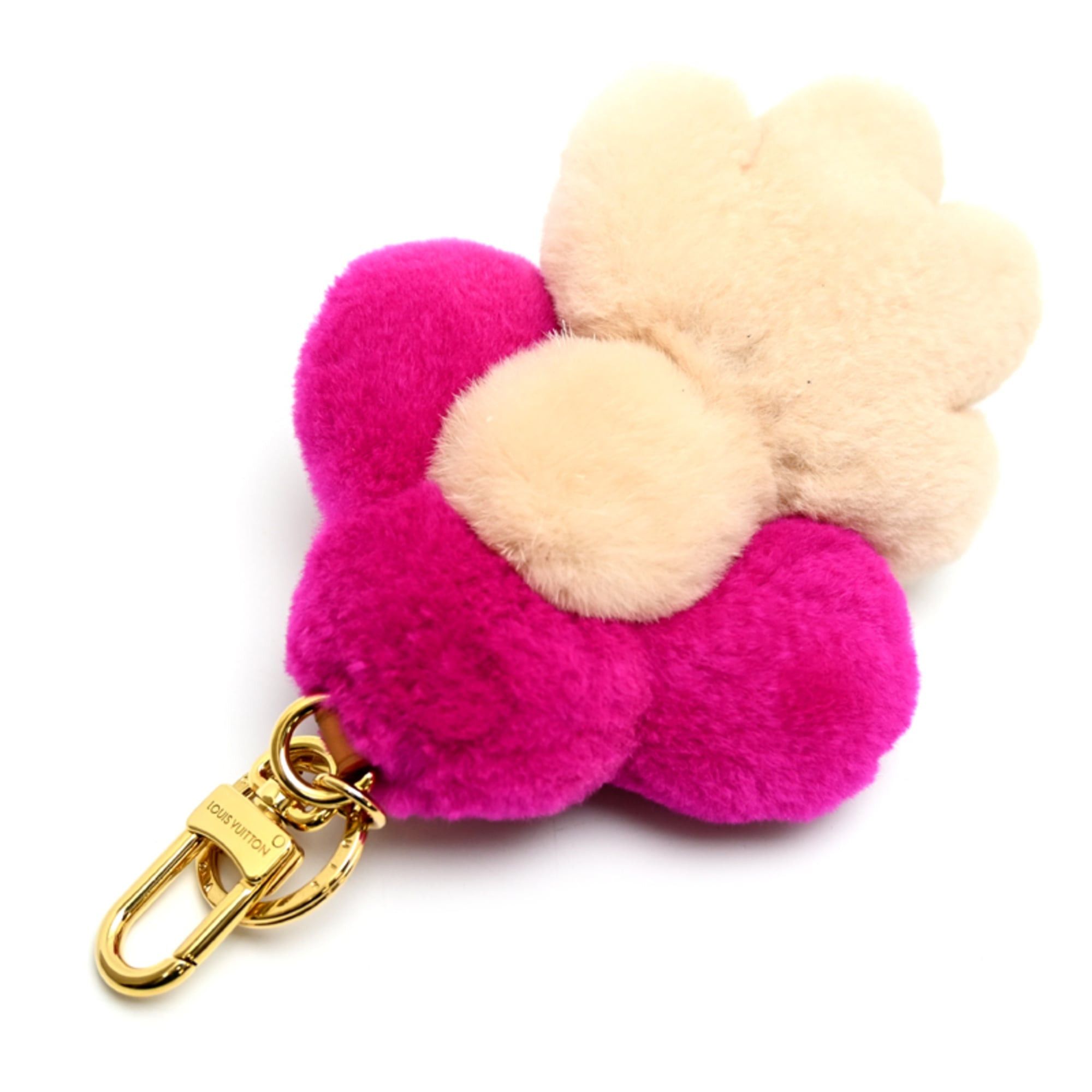 Louis Vuitton Louis Vuitton Vivienne Vison Christmas Keychain for Women and Men M00870 Leather Mink Fur Beige Pink Size ONE SIZE - 4 Thumbnail