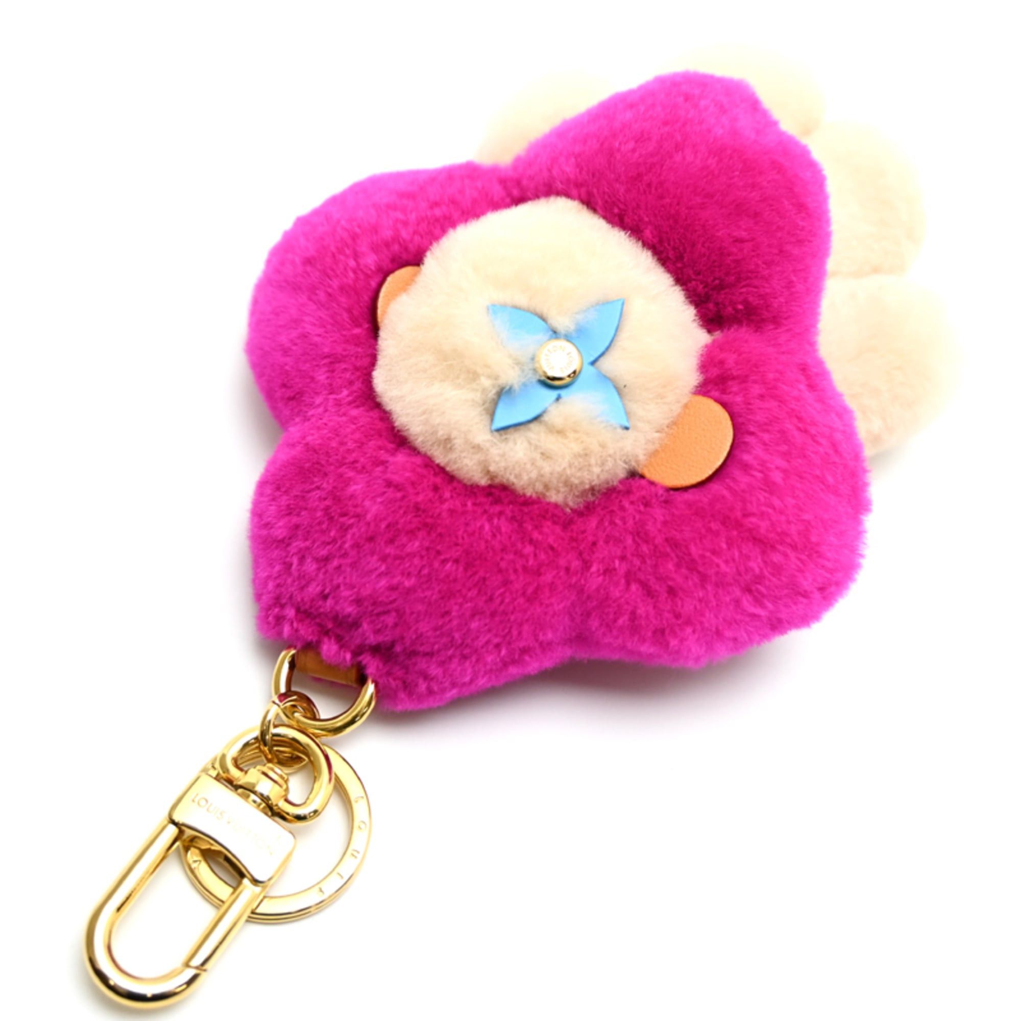 Louis Vuitton Louis Vuitton Vivienne Vison Christmas Keychain for Women and Men M00870 Leather Mink Fur Beige Pink Size ONE SIZE - 3 Thumbnail