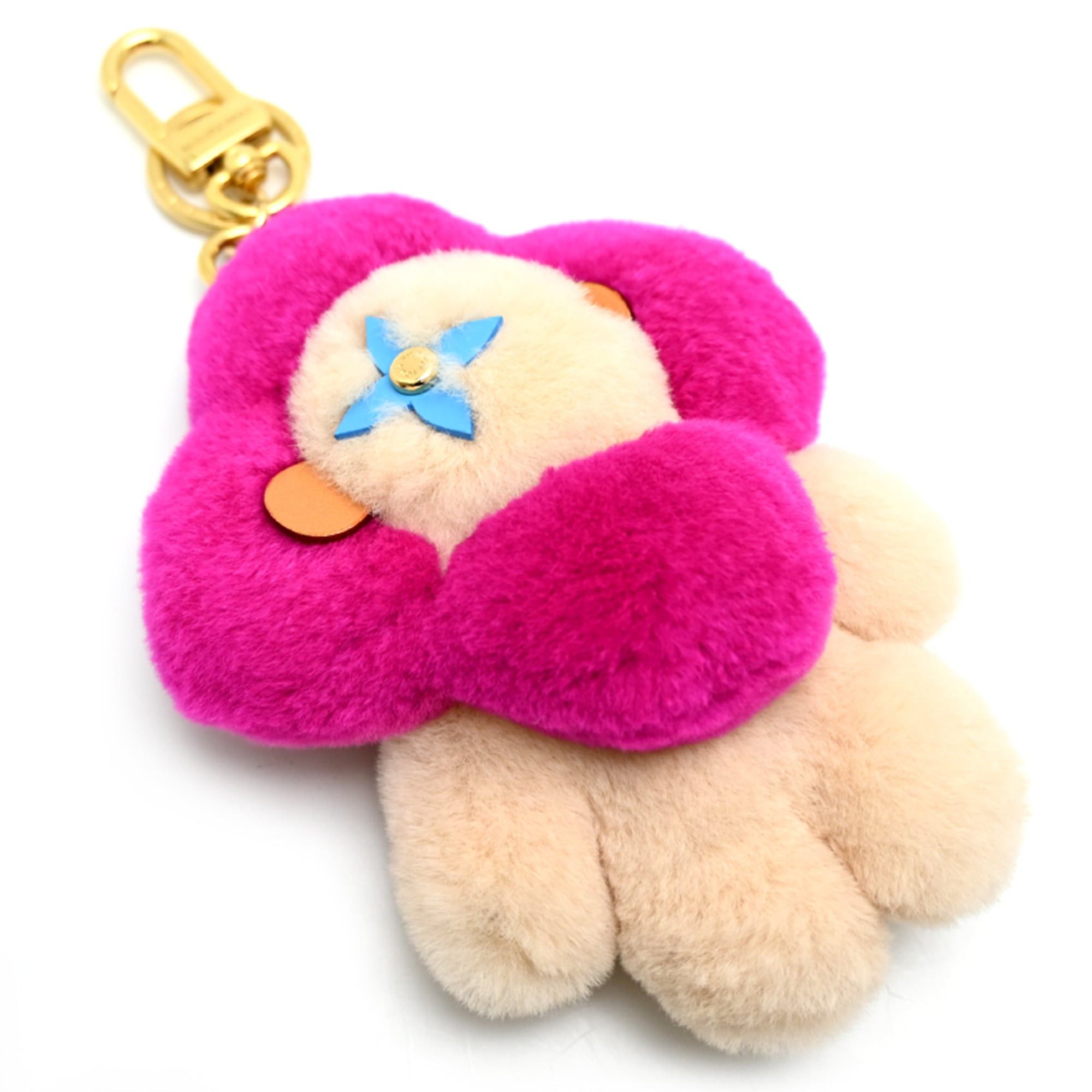 Louis Vuitton Louis Vuitton Vivienne Vison Christmas Keychain for Women and Men M00870 Leather Mink Fur Beige Pink Size ONE SIZE - 2 Thumbnail