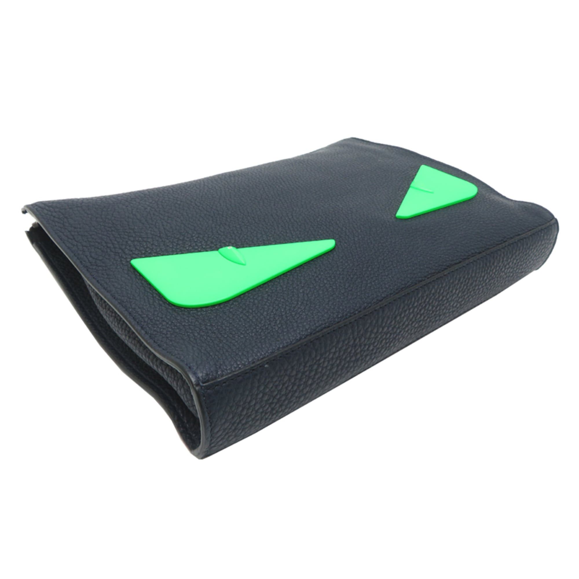 Fendi Fendi Bugs Clutch Bag, Women's/Men's Second 7VA433, Leather, Navy Size ONE SIZE - 3 Thumbnail