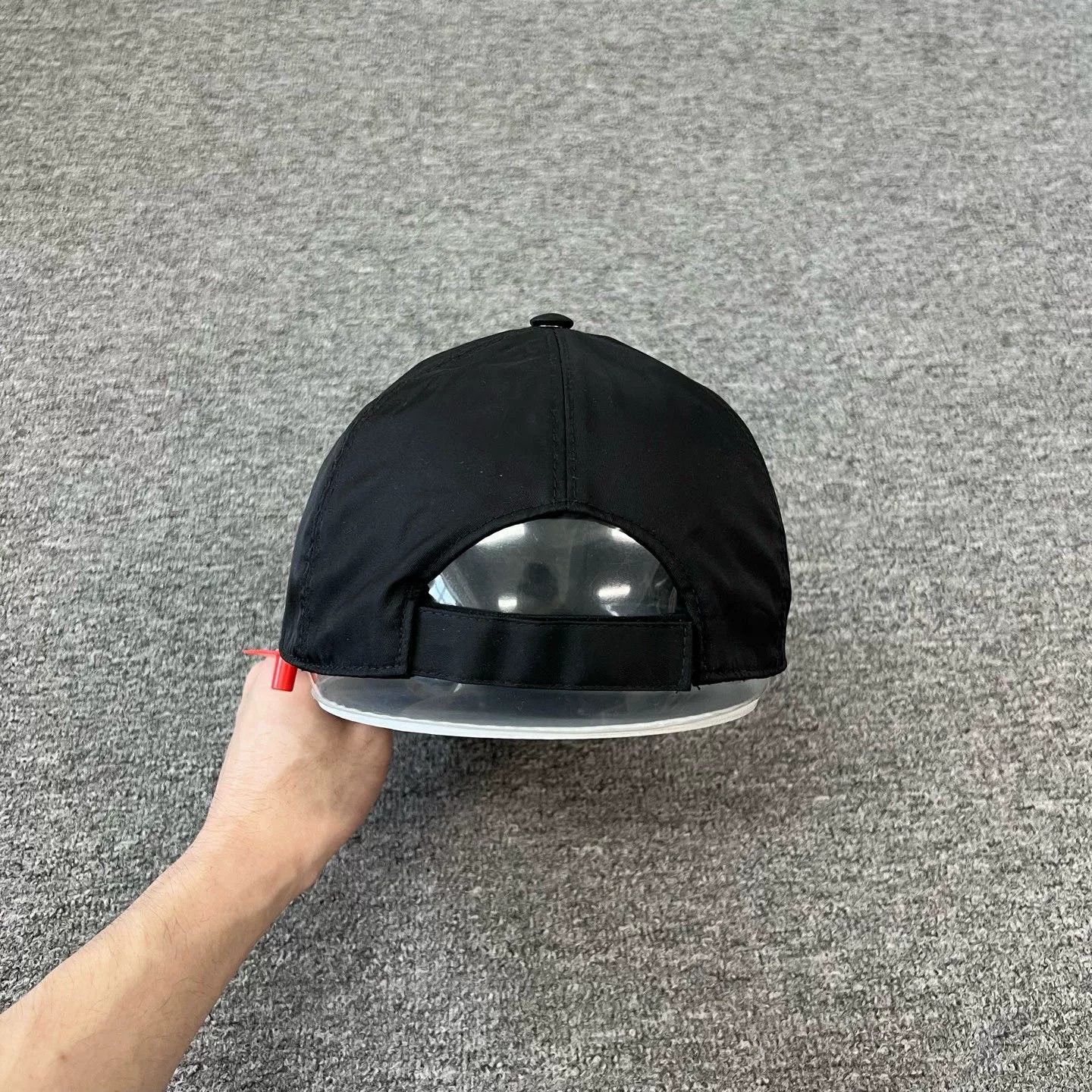 Prada Prada Black Triangle Logo Nylon Baseball Cap M Size ONE SIZE - 6 Thumbnail