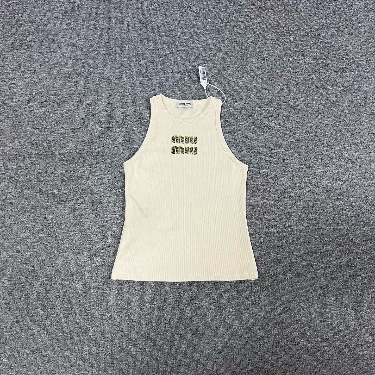 Miu Miu Miu Miu Rhinestone Letter Logo Tank Top Size XS / US 0-2 / IT 36-38 - 2 Thumbnail