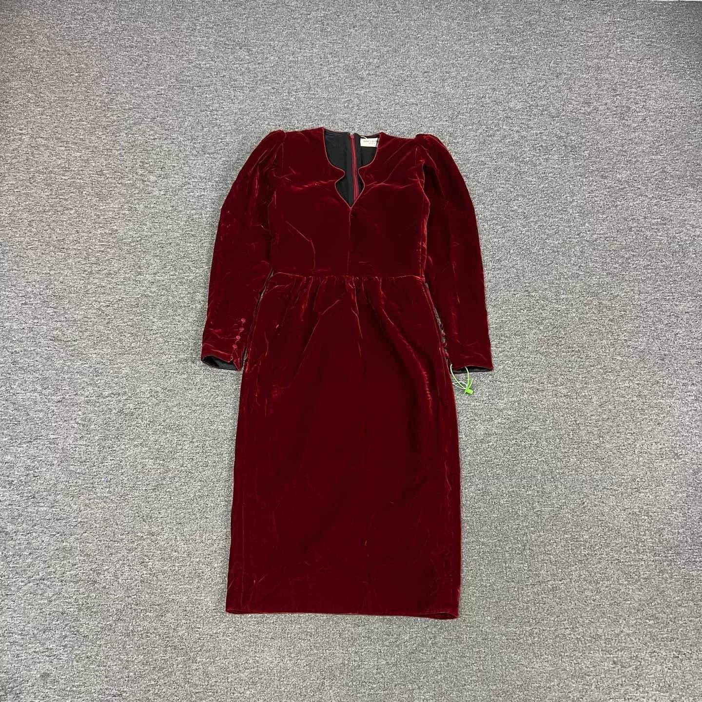Saint Laurent Paris Saint Laurent Red Velvet Evening Dress Size XS / US 0-2 / IT 36-38 - 2 Thumbnail