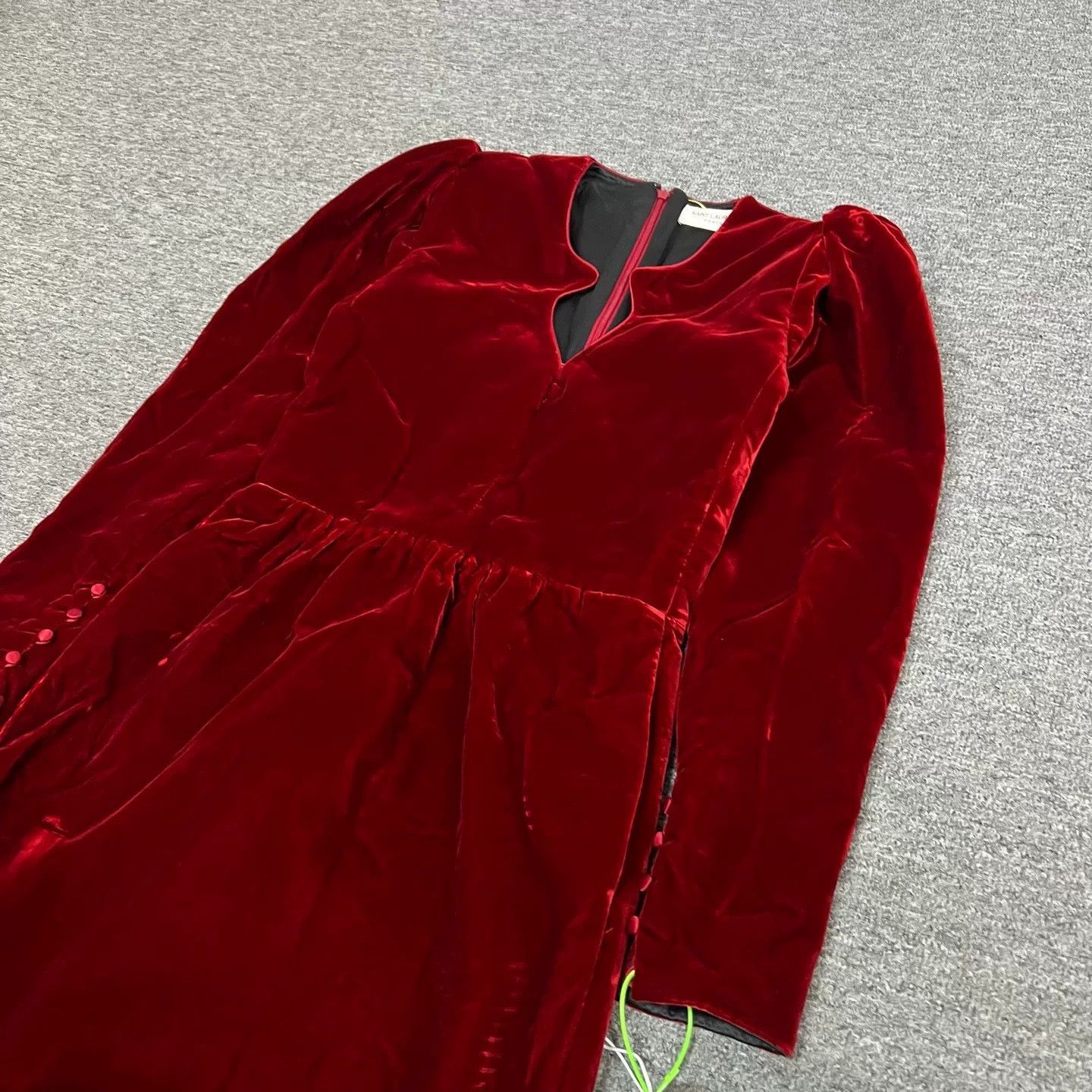 Saint Laurent Paris Saint Laurent Red Velvet Evening Dress Size XS / US 0-2 / IT 36-38 - 4 Thumbnail