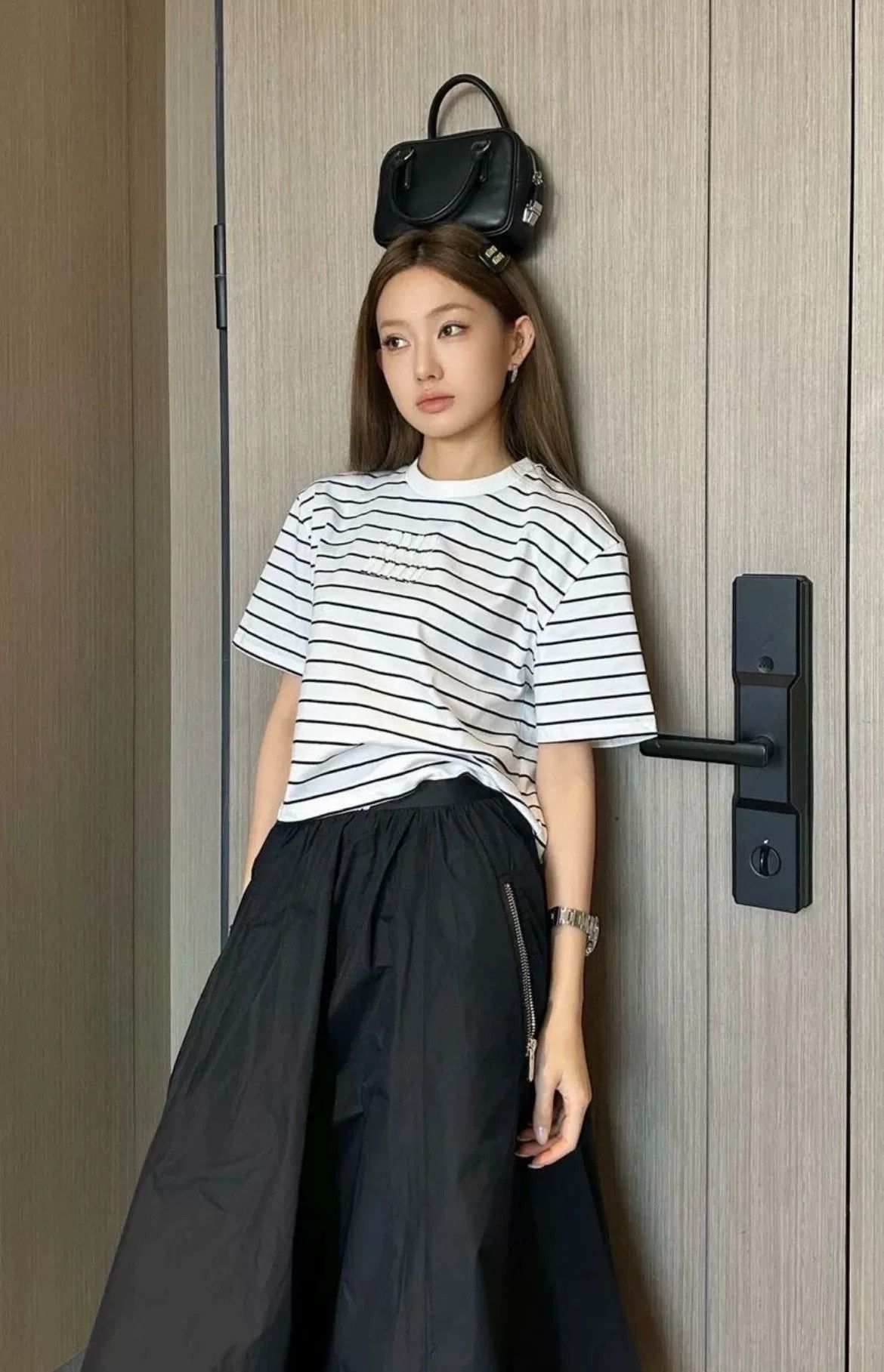 Miu Miu Miu Miu Embroidered Logo Striped T-shirt Size XS / US 0-2 / IT 36-38 - 2 Thumbnail