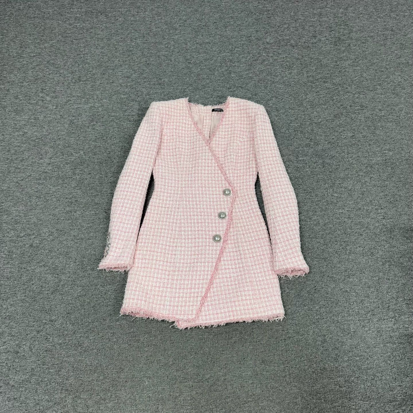 Balmain Balmain Pink Tweed Blazer Dress Size S / US 4 / IT 40 - 2 Thumbnail