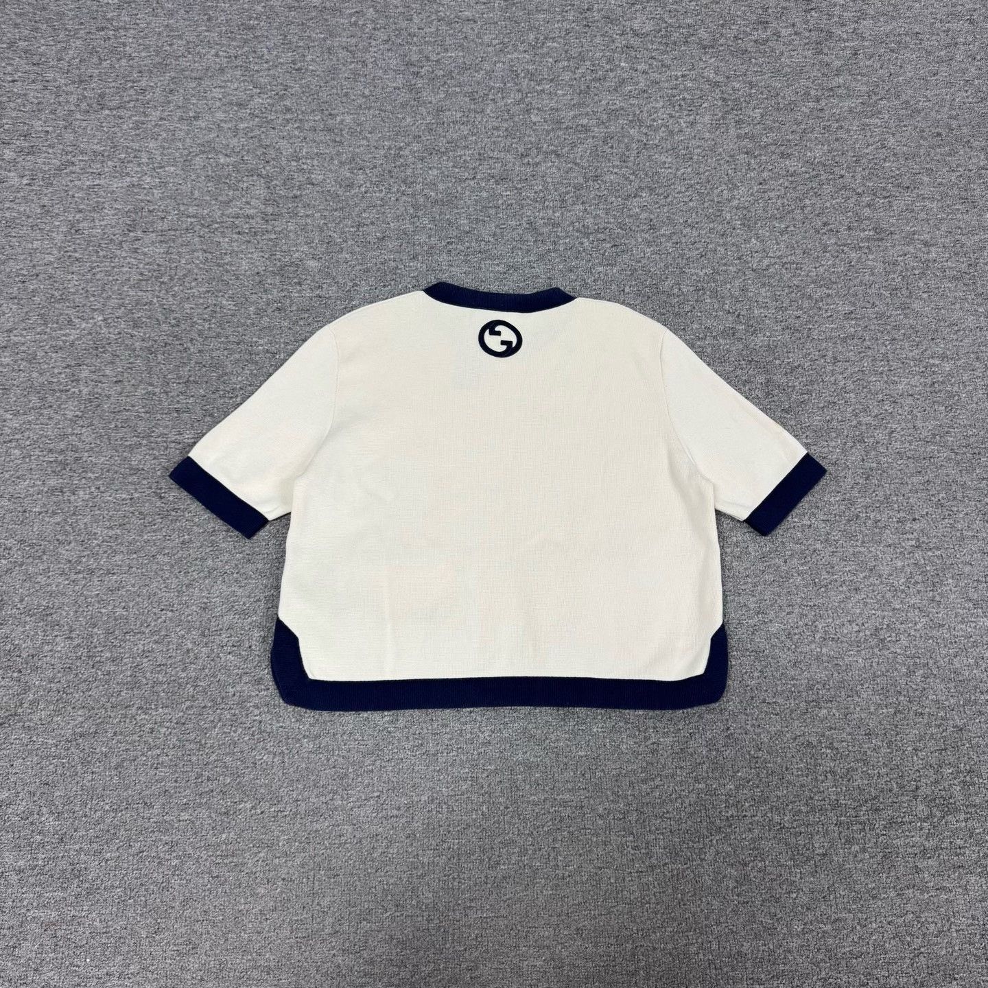 Gucci Gucci Navy Style White Short Sleeve Knit Top XL Size XL / US 12-14 / IT 48-50 - 8 Thumbnail