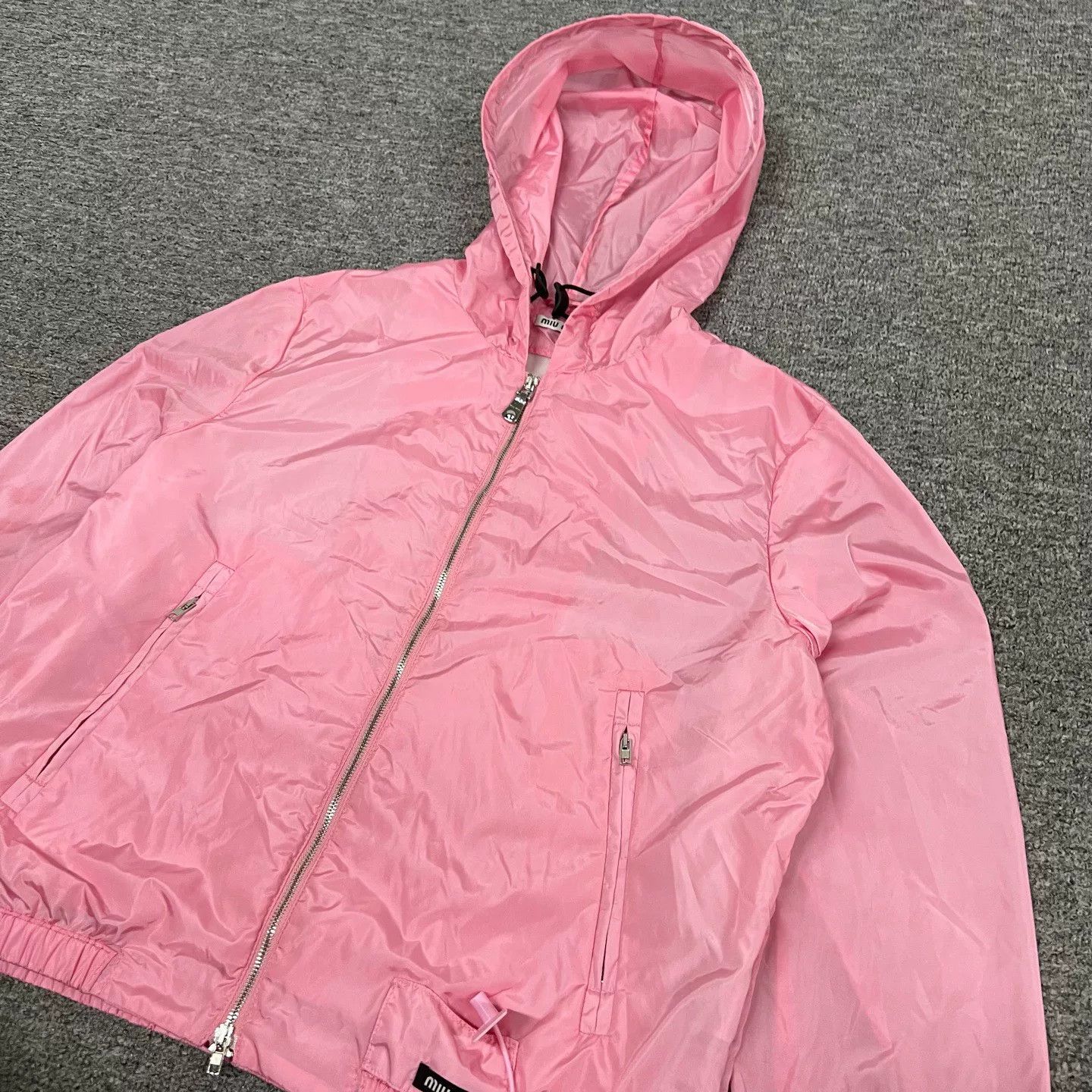 Miu Miu Miu Miu Pink Hooded Windbreaker with Logo Size S / US 4 / IT 40 - 2 Thumbnail