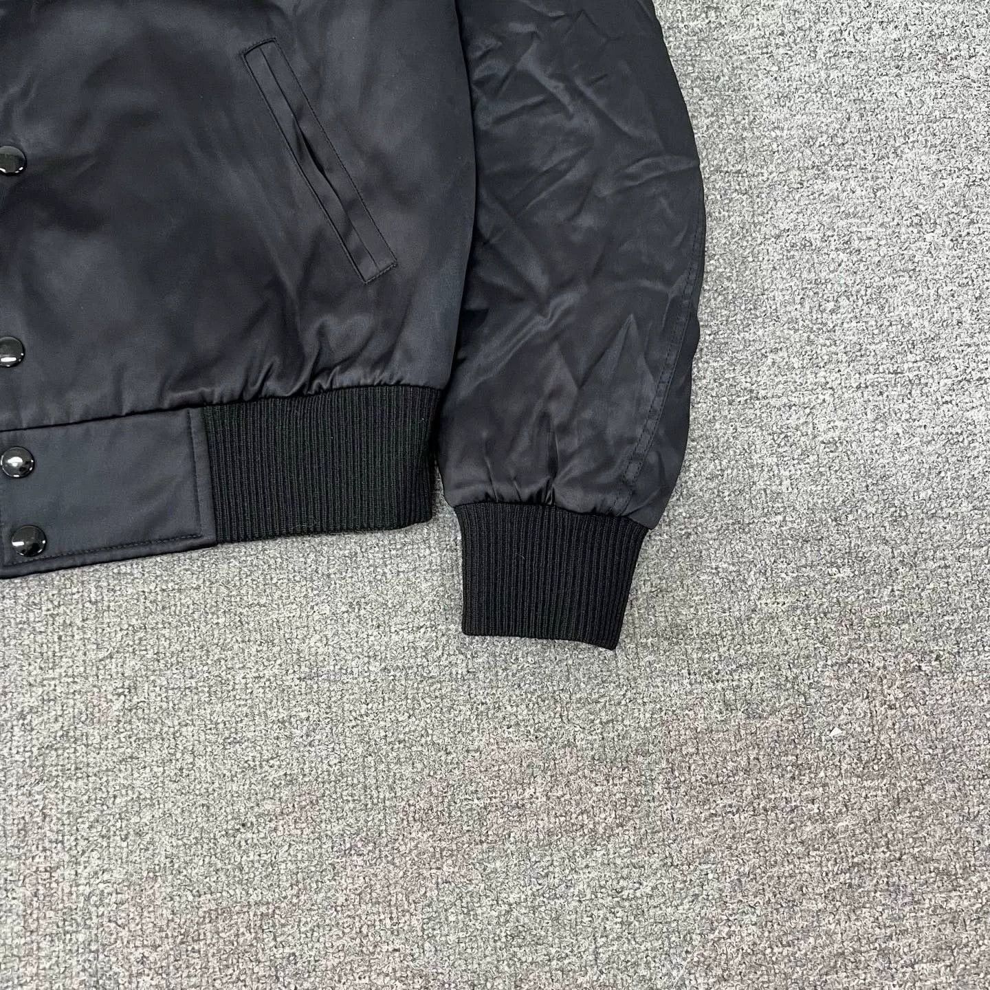 Saint Laurent Paris Saint Laurent Rhinestone Lapel Satin Baseball Jacket Size US S / EU 44-46 / 1 - 5 Thumbnail