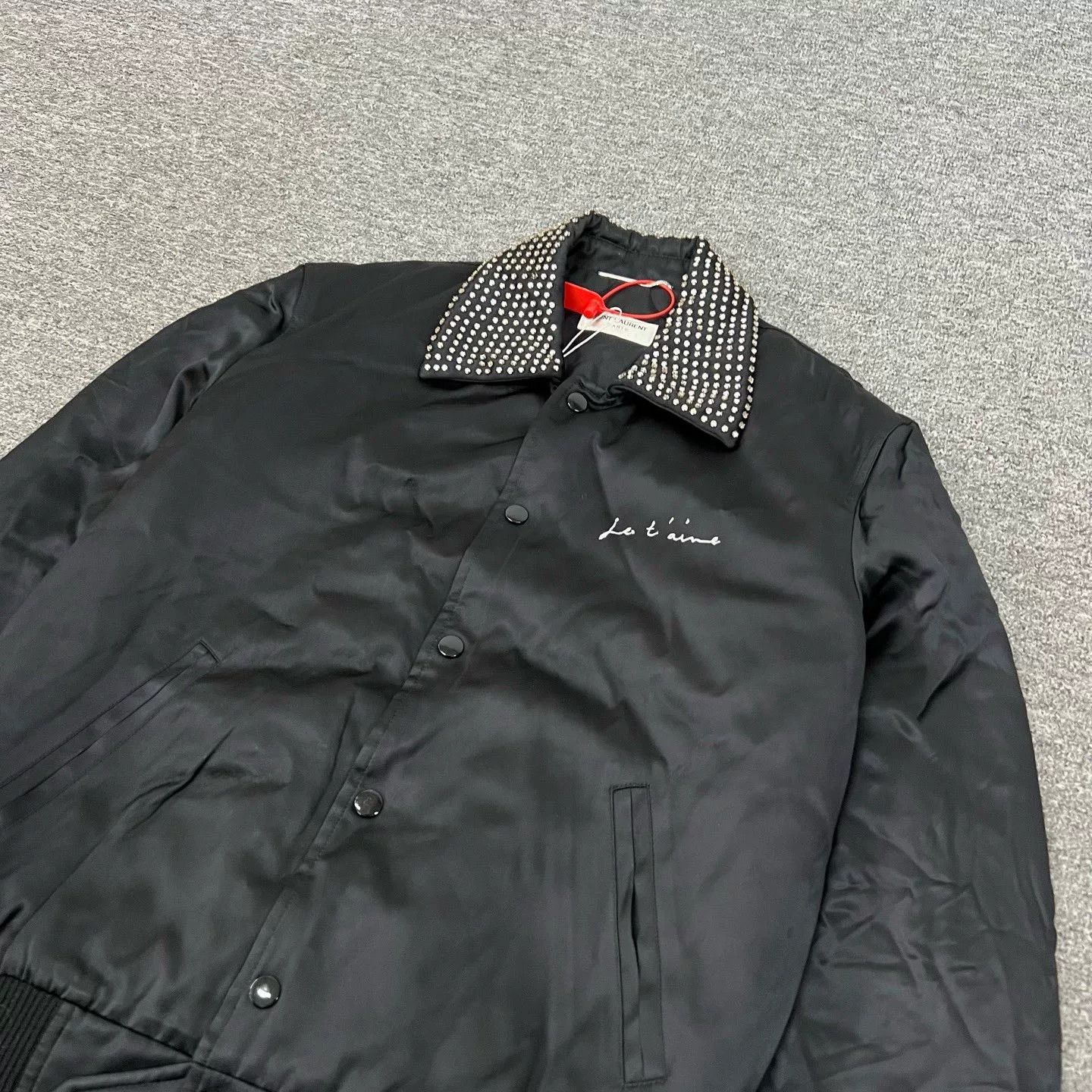 Saint Laurent Paris Saint Laurent Rhinestone Lapel Satin Baseball Jacket Size US S / EU 44-46 / 1 - 6 Thumbnail