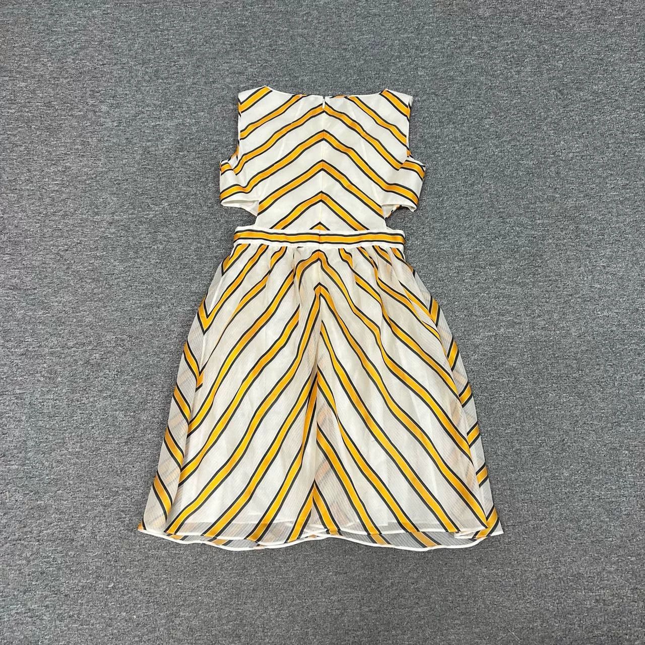 Fendi Fendi Yellow-White Stripe Crop Silk Dress Size S / US 4 / IT 40 - 5 Thumbnail