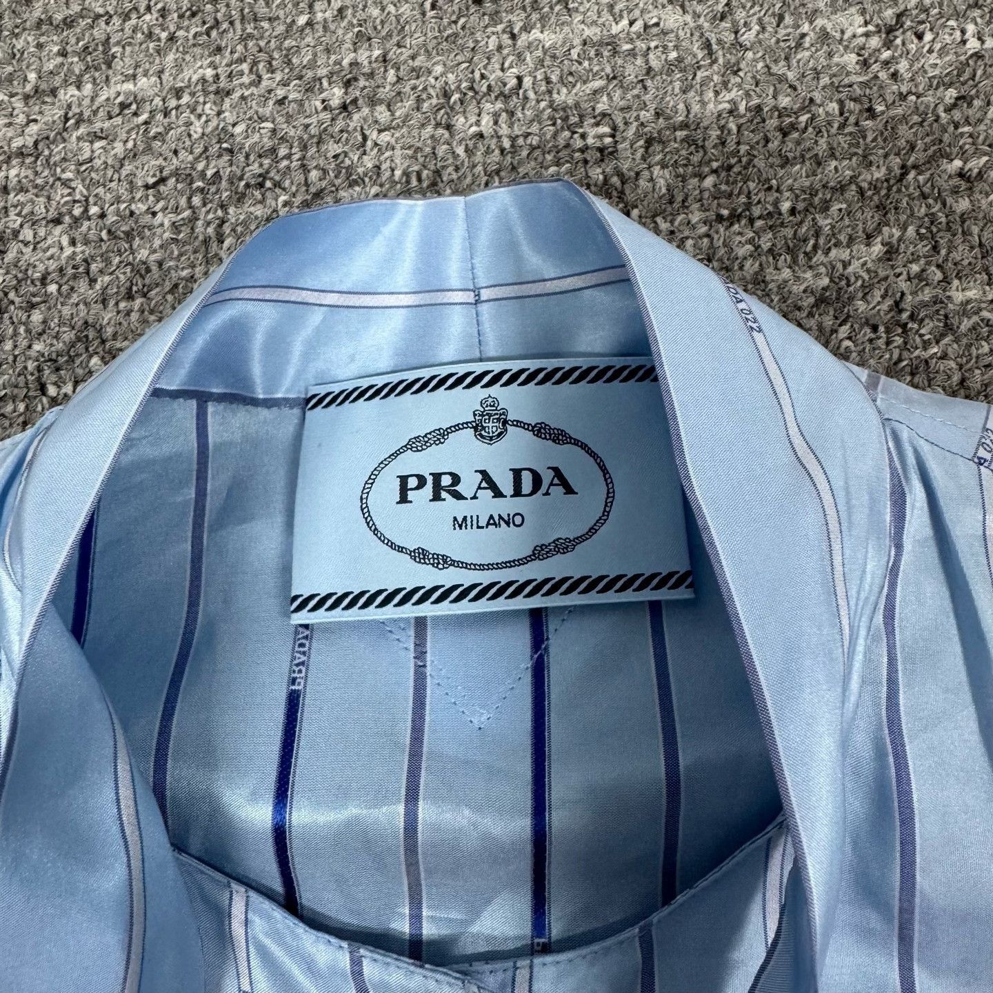 Prada Prada Striped Logo Silk Shirt Dress Size S / US 4 / IT 40 - 6 Thumbnail
