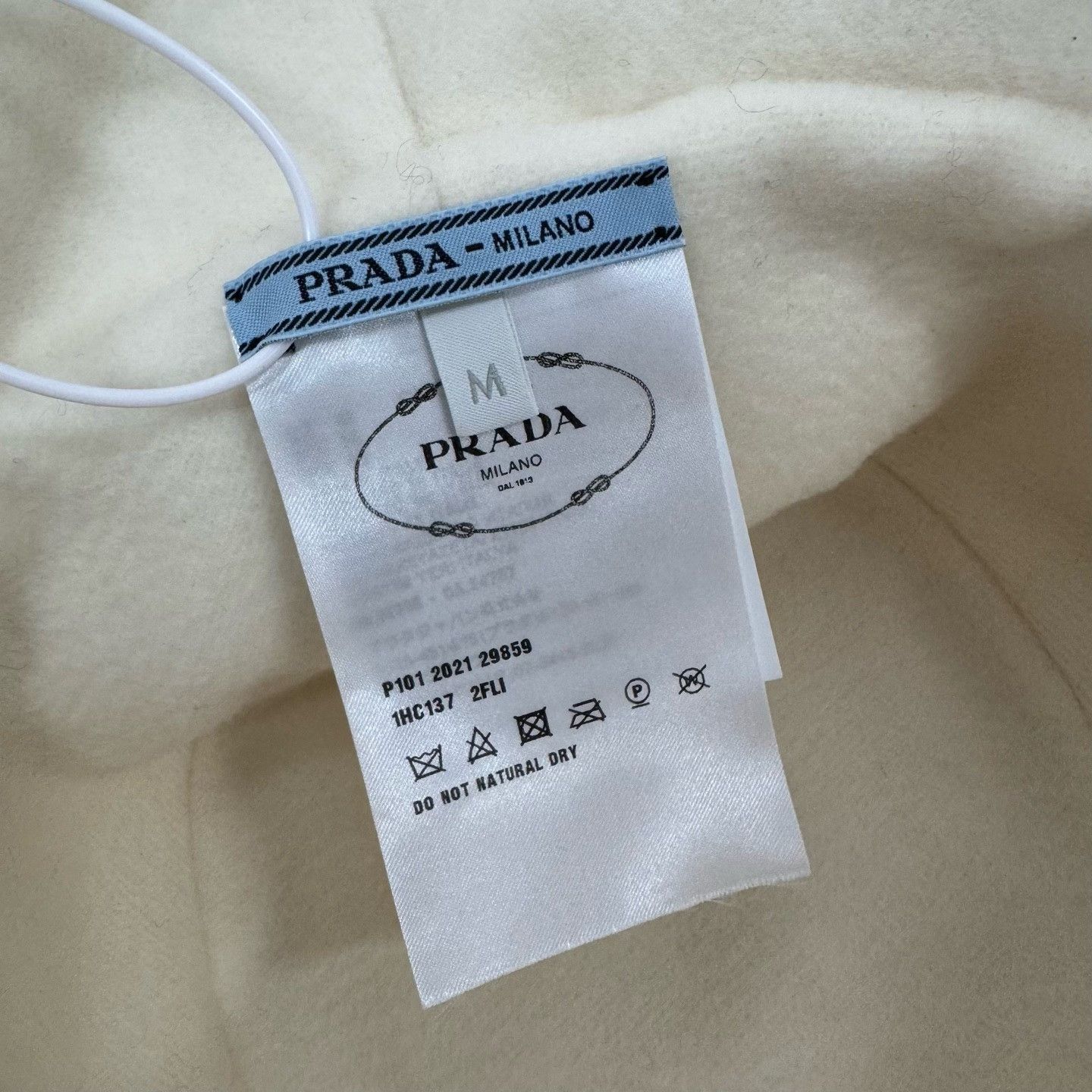 Prada Prada Triangle Logo White Lamb Wool Bucket Hat Size ONE SIZE - 4 Thumbnail