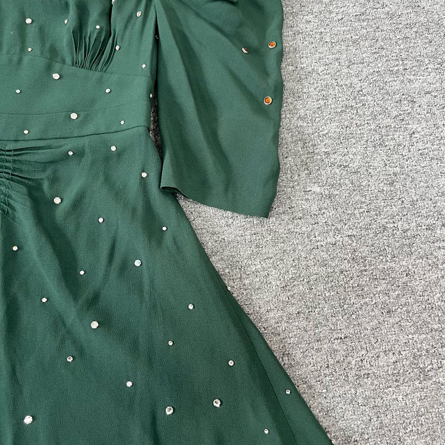 Miu Miu Limited Rhinestone Beaded Green Dress