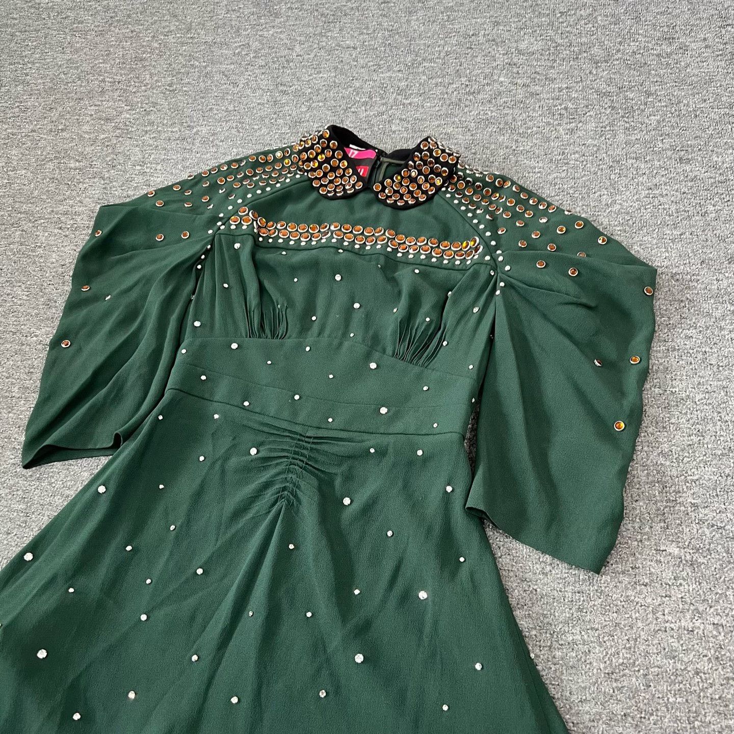 Miu Miu Limited Rhinestone Beaded Green Dress