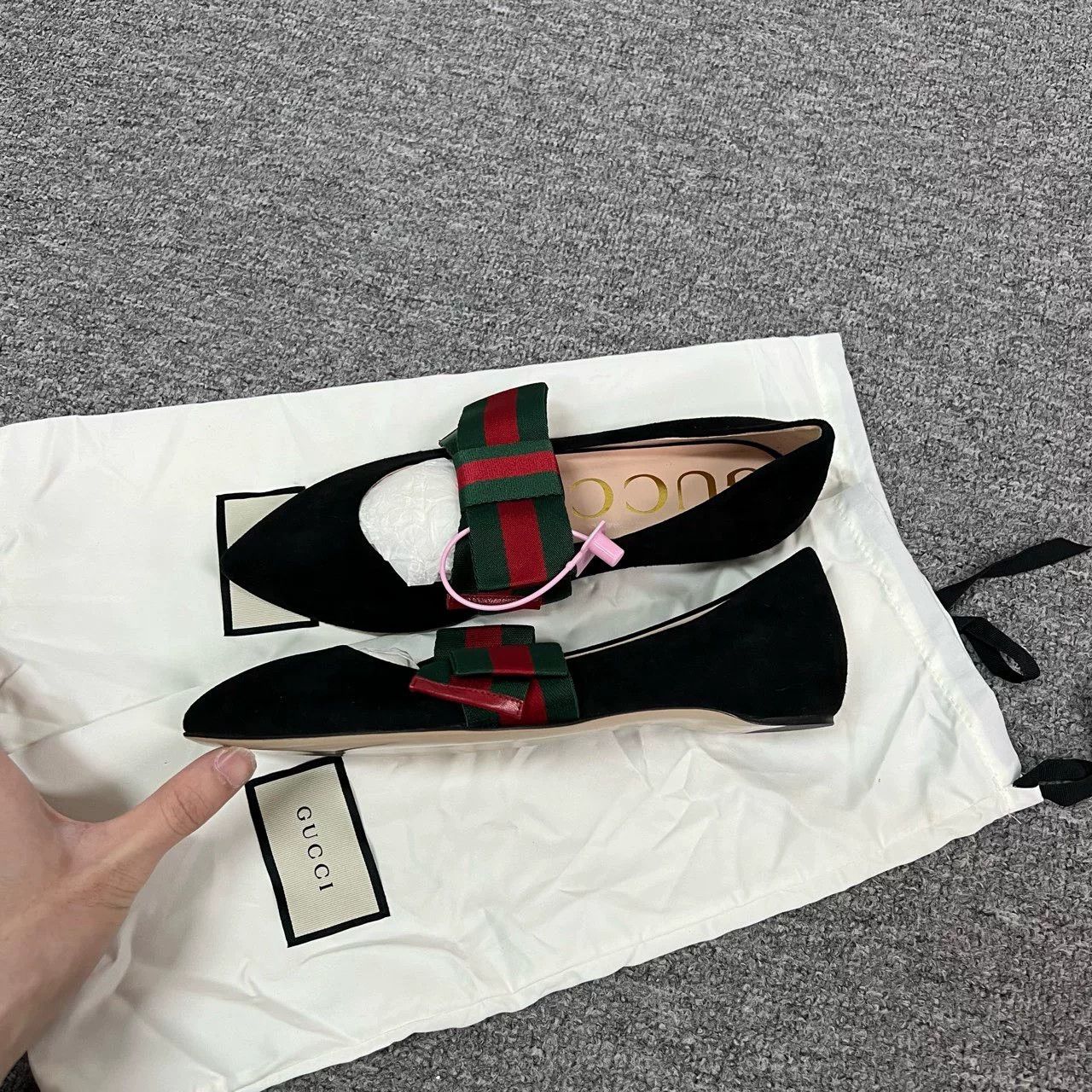 Gucci Gucci Classic Red-Green Web Flat Suede Shoes Size US 6.5 / IT 36.5 - 4 Thumbnail