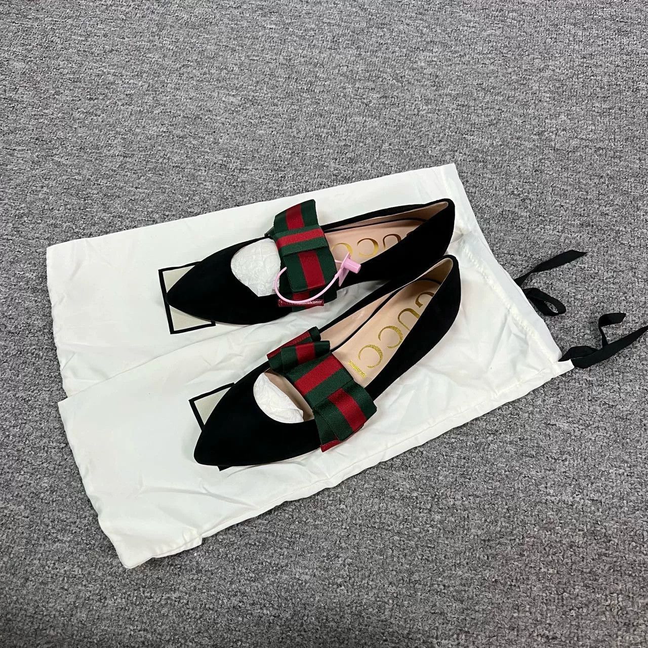 Gucci Gucci Classic Red-Green Web Flat Suede Shoes Size US 6.5 / IT 36.5 - 2 Thumbnail