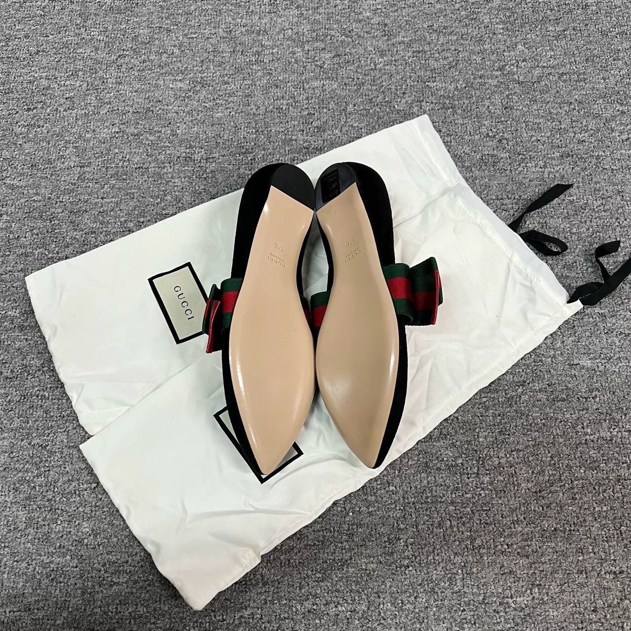 Gucci Gucci Classic Red-Green Web Flat Suede Shoes Size US 6.5 / IT 36.5 - 3 Thumbnail
