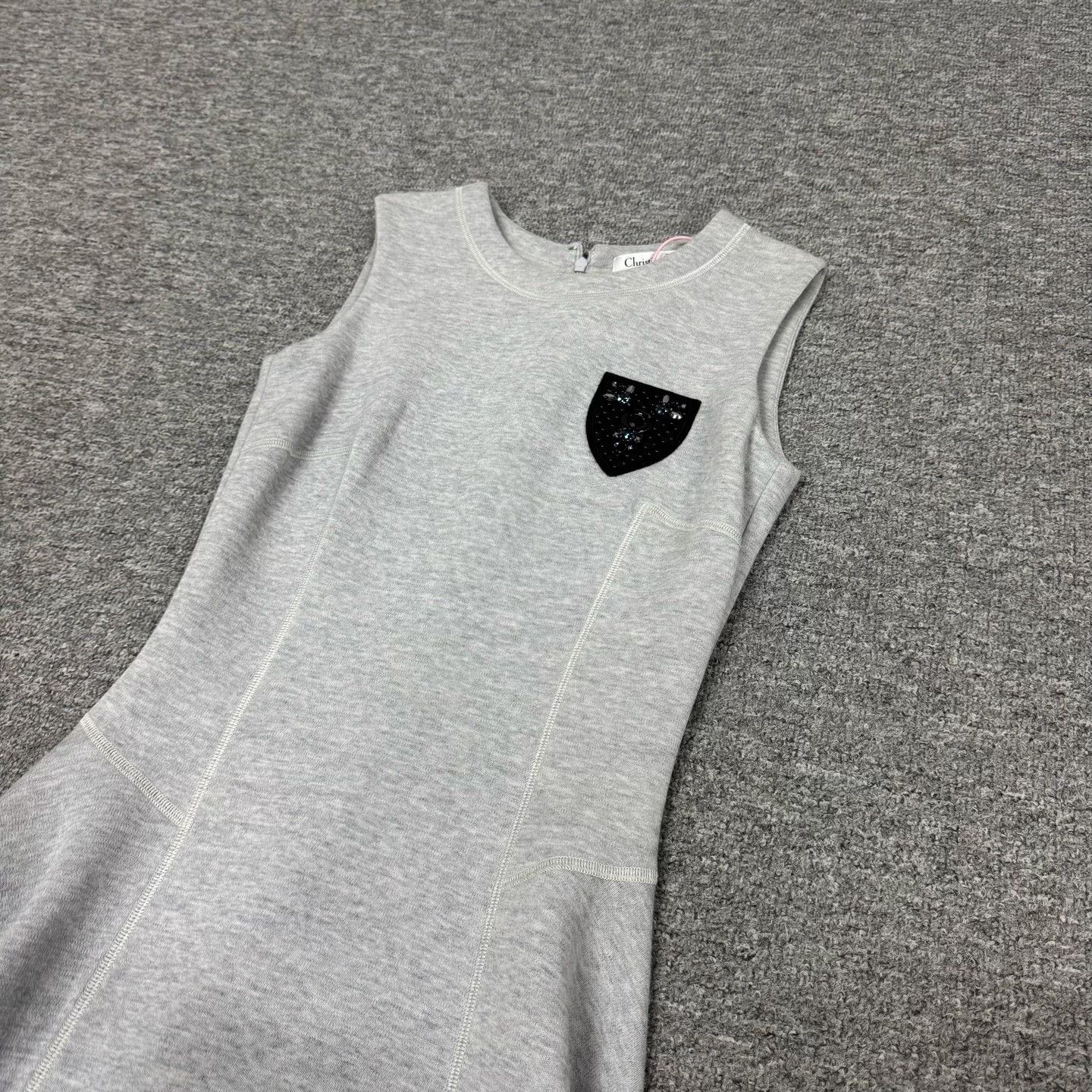 Dior Christian Dior Gray Crystal Shield Sleeveless Dress Size XXS / US 00 / IT 34 - 2 Thumbnail