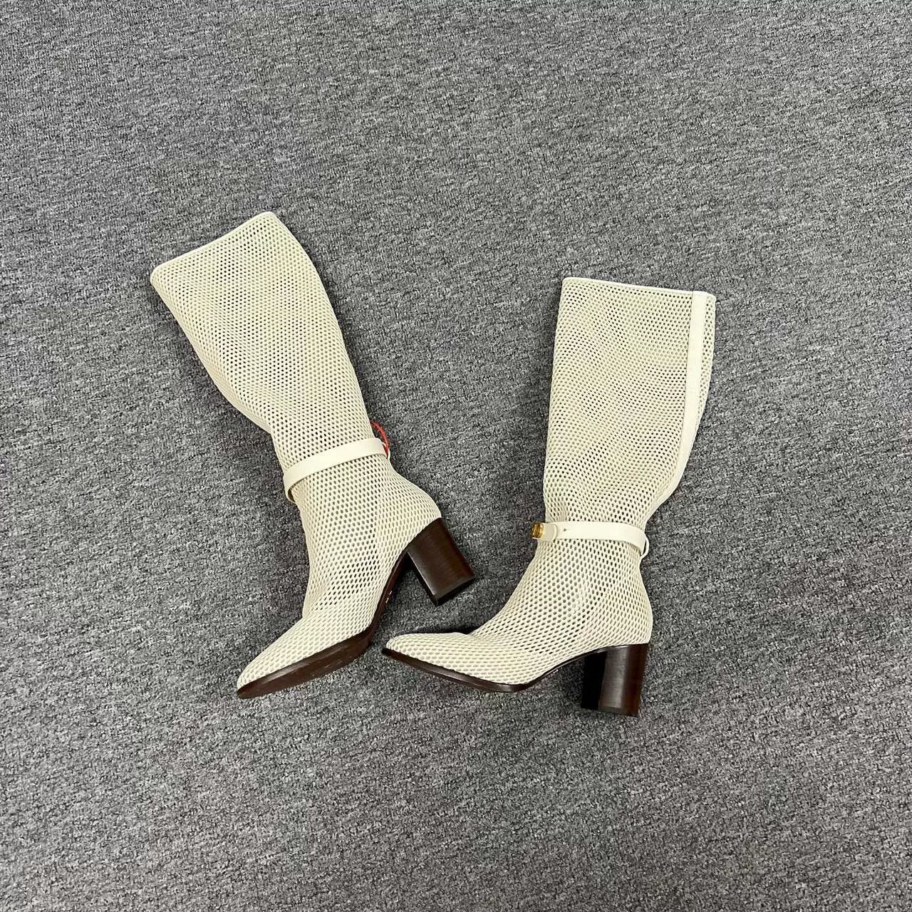 Dior Dior Mesh Cutout Ivory Knee-High Boots Size US 6.5 / IT 36.5 - 3 Thumbnail