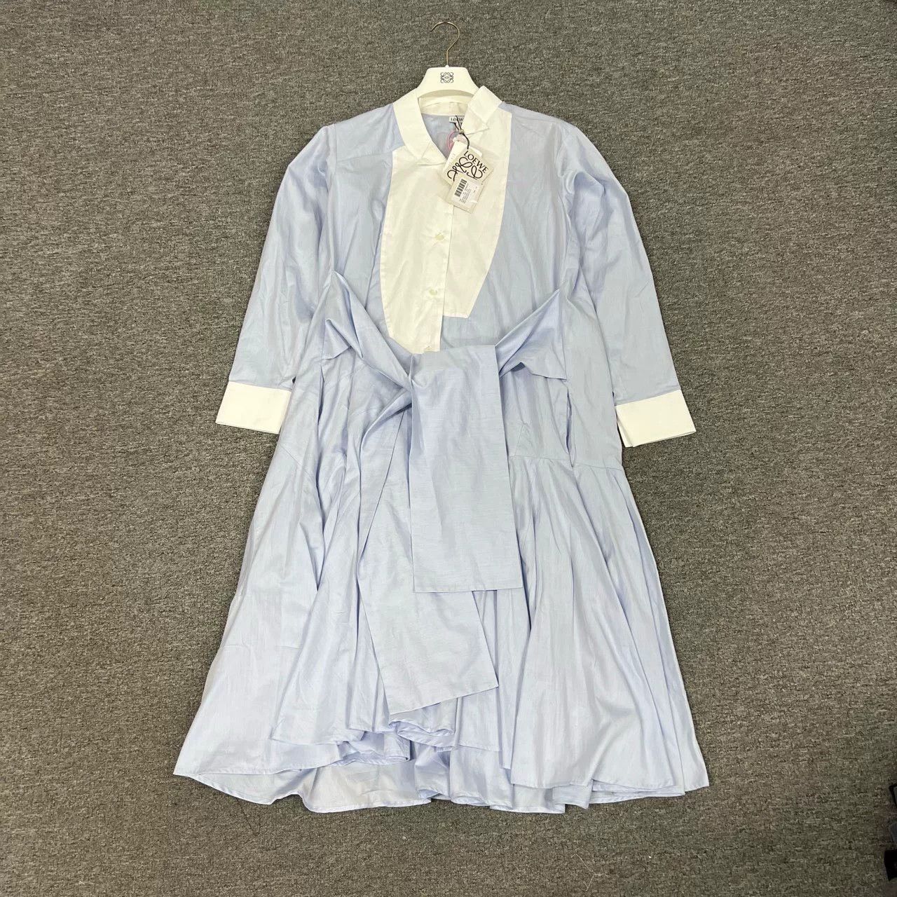Loewe Loewe Blue White Patchwork Shirt Dress Size XXS / US 00 / IT 34 - 3 Thumbnail