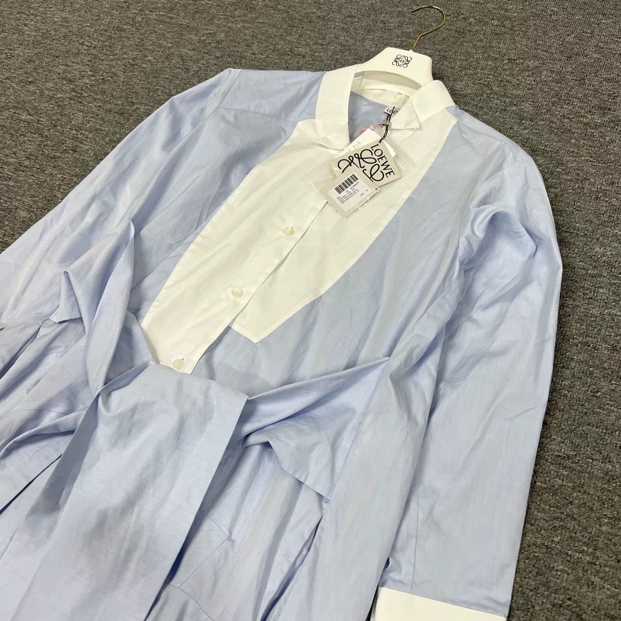 Loewe Loewe Blue White Patchwork Shirt Dress Size XXS / US 00 / IT 34 - 5 Thumbnail