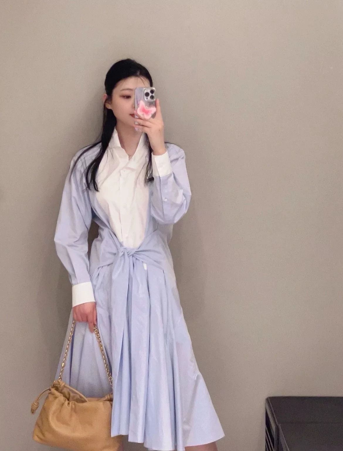 Loewe Loewe Blue White Patchwork Shirt Dress Size XXS / US 00 / IT 34 - 2 Thumbnail