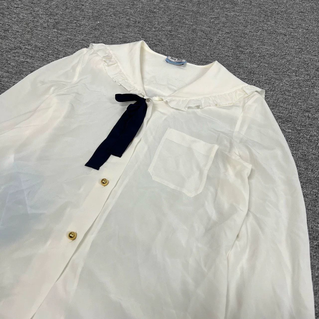 Miu Miu Miu Miu Sailor Collar Chiffon Blouse Size S / US 4 / IT 40 - 3 Thumbnail