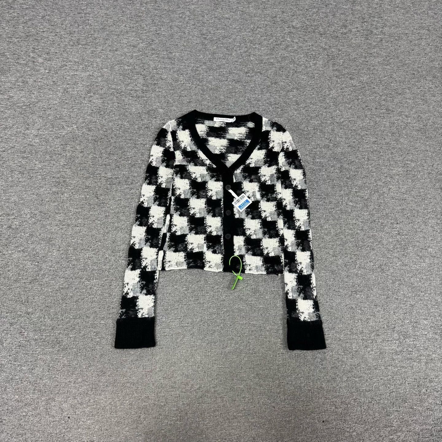Dior Dior Black White Check Cashmere Cardigan Size XS / US 0-2 / IT 36-38 - 3 Thumbnail