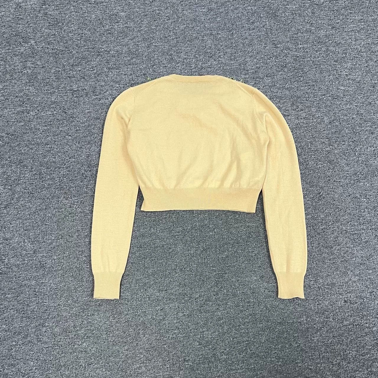 Miu Miu MiuMiu Yellow Crystal Pearl Cashmere Sweater Size XS / US 0-2 / IT 36-38 - 6 Thumbnail