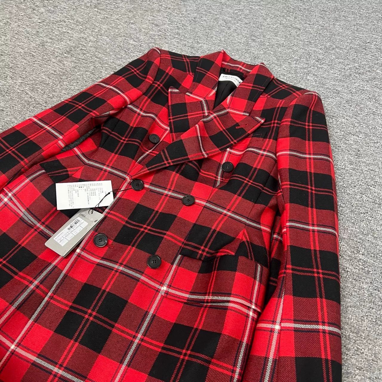 Balenciaga Balenciaga Red Black Check Wool Blazer Size XS / US 0-2 / IT 36-38 - 5 Thumbnail