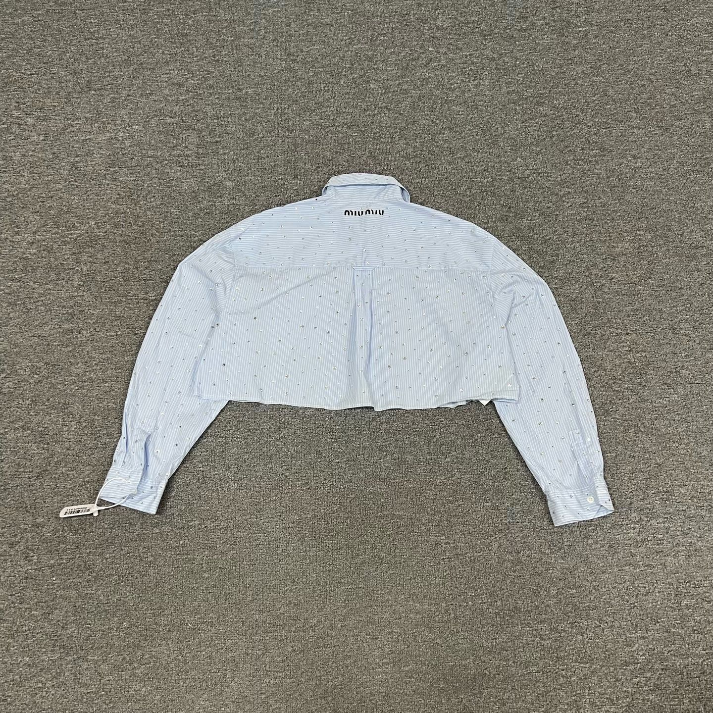Miu Miu Miu Miu Logo Crystal Striped Shirt Size S / US 4 / IT 40 - 7 Thumbnail