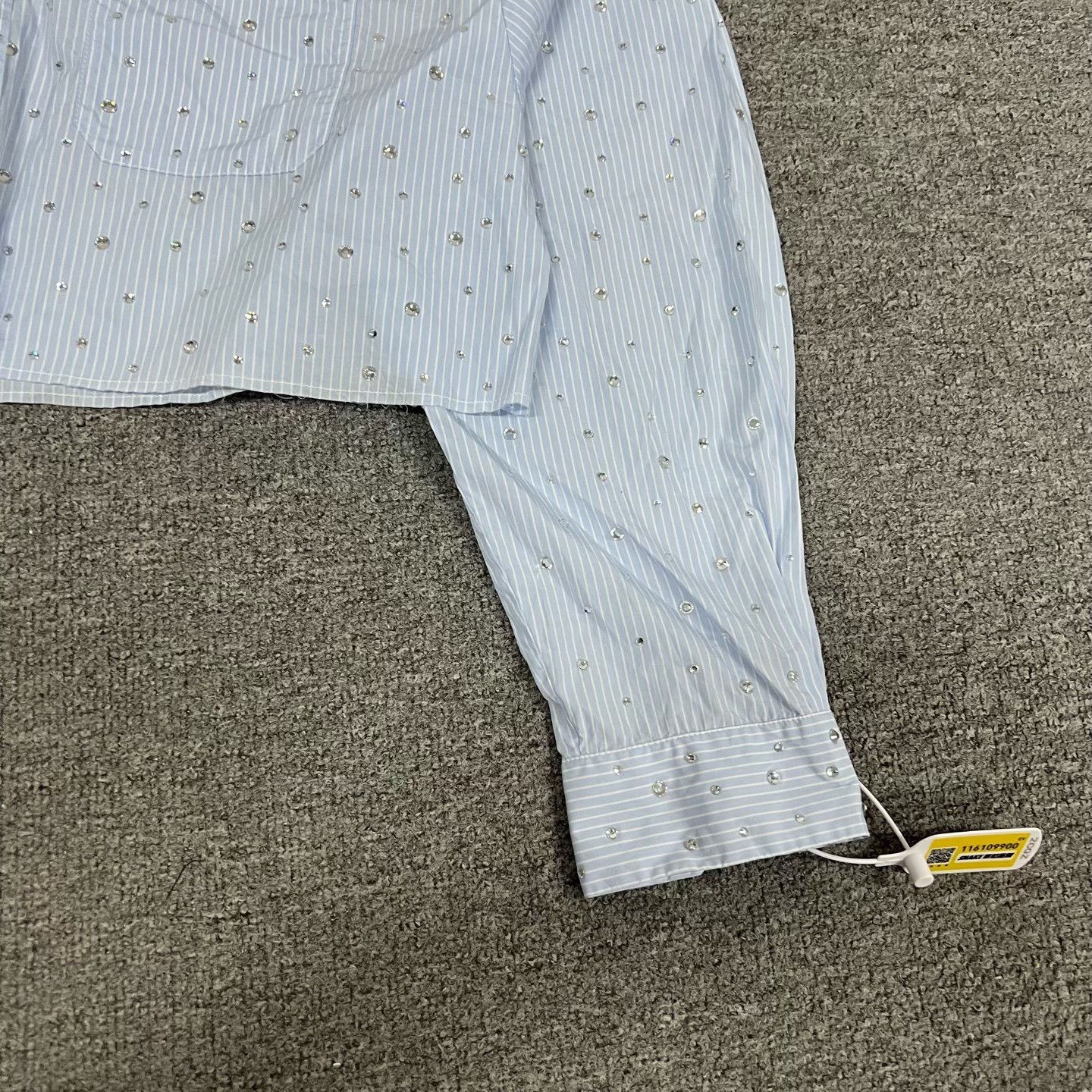 Miu Miu Miu Miu Logo Crystal Striped Shirt Size S / US 4 / IT 40 - 3 Thumbnail