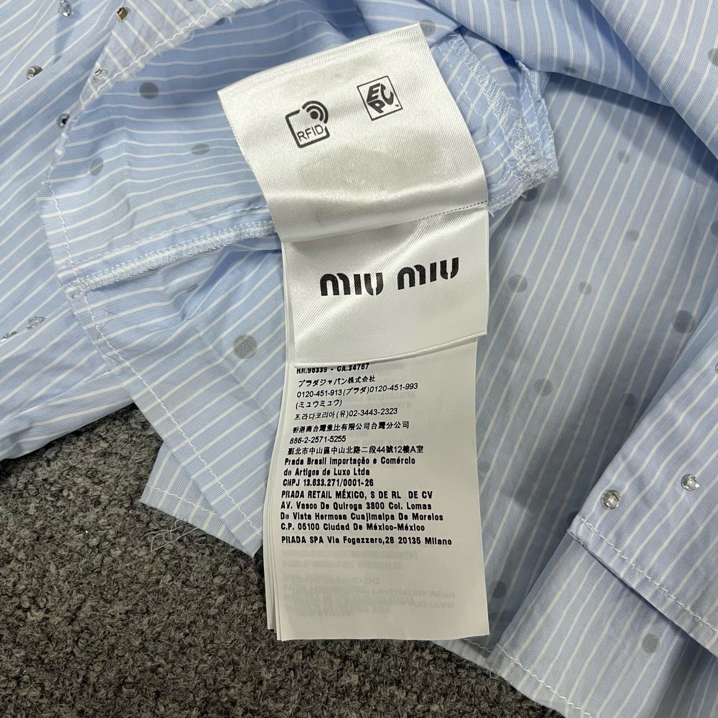 Miu Miu Miu Miu Logo Crystal Striped Shirt Size S / US 4 / IT 40 - 5 Thumbnail