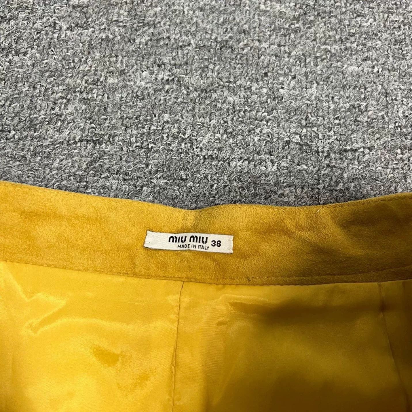 Miu Miu MiuMiu Yellow Suede Fringe Skirt Size 38" / US 16 / IT 52 - 6 Thumbnail