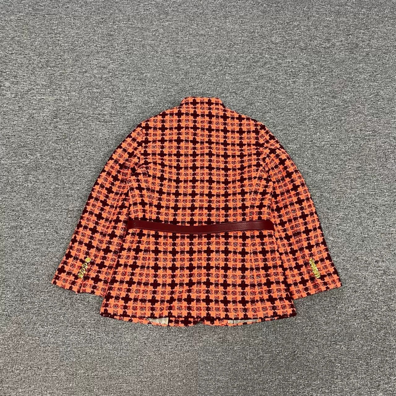 Gucci Gucci Orange Houndstooth Stand Collar Tweed Jacket Size S / US 4 / IT 40 - 6 Thumbnail
