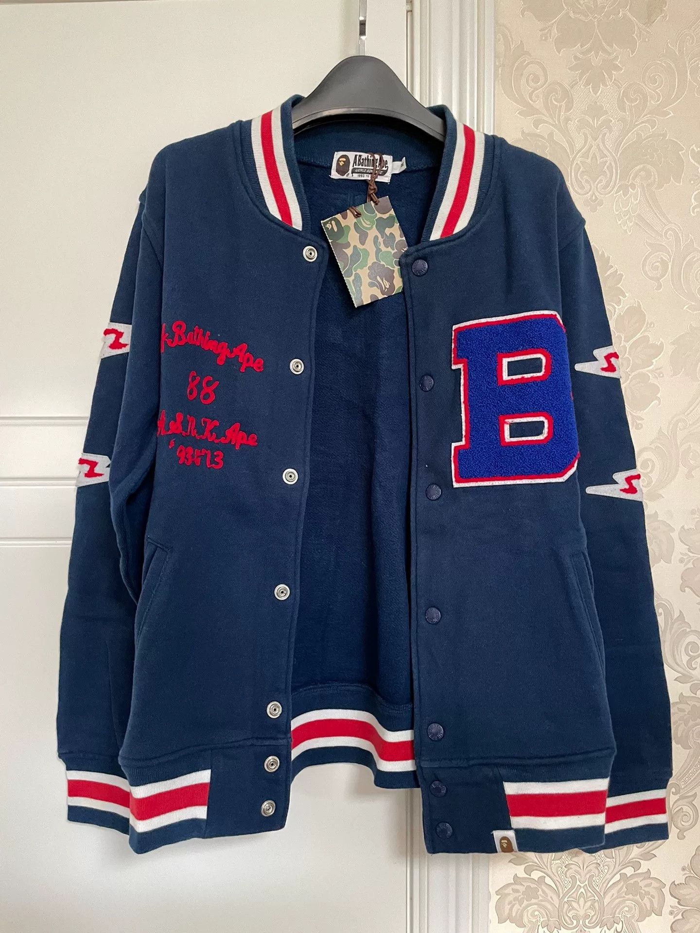 Bape BAPE Star Letter Navy Baseball Jacket Size M / US 6-8 / IT 42-44 - 3 Thumbnail