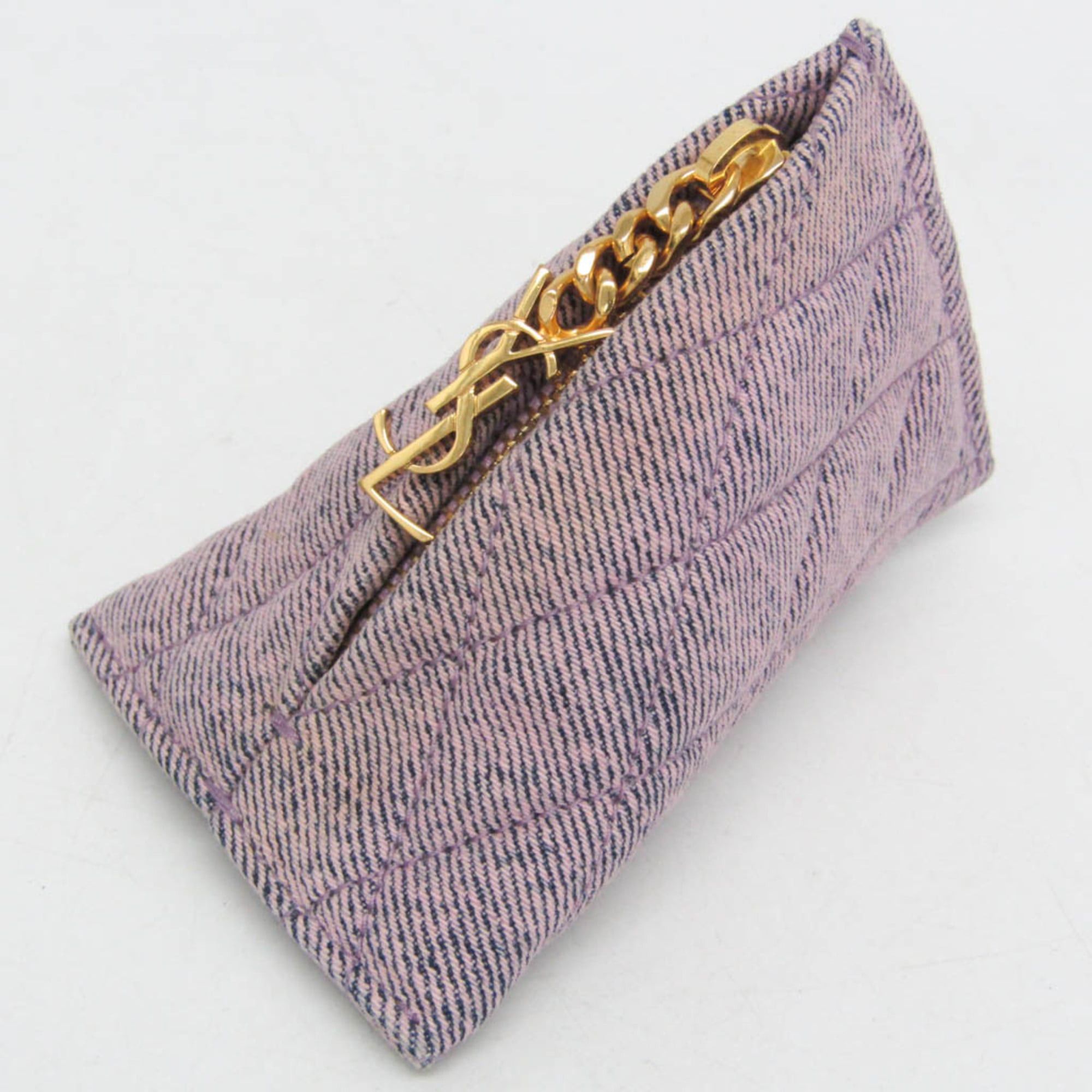 Yves Saint Laurent Yves Saint Laurent Cassandra Mini Pouch 669925 Women's Cotton Coin Purse/coin Case Pink Size ONE SIZE - 7 Thumbnail