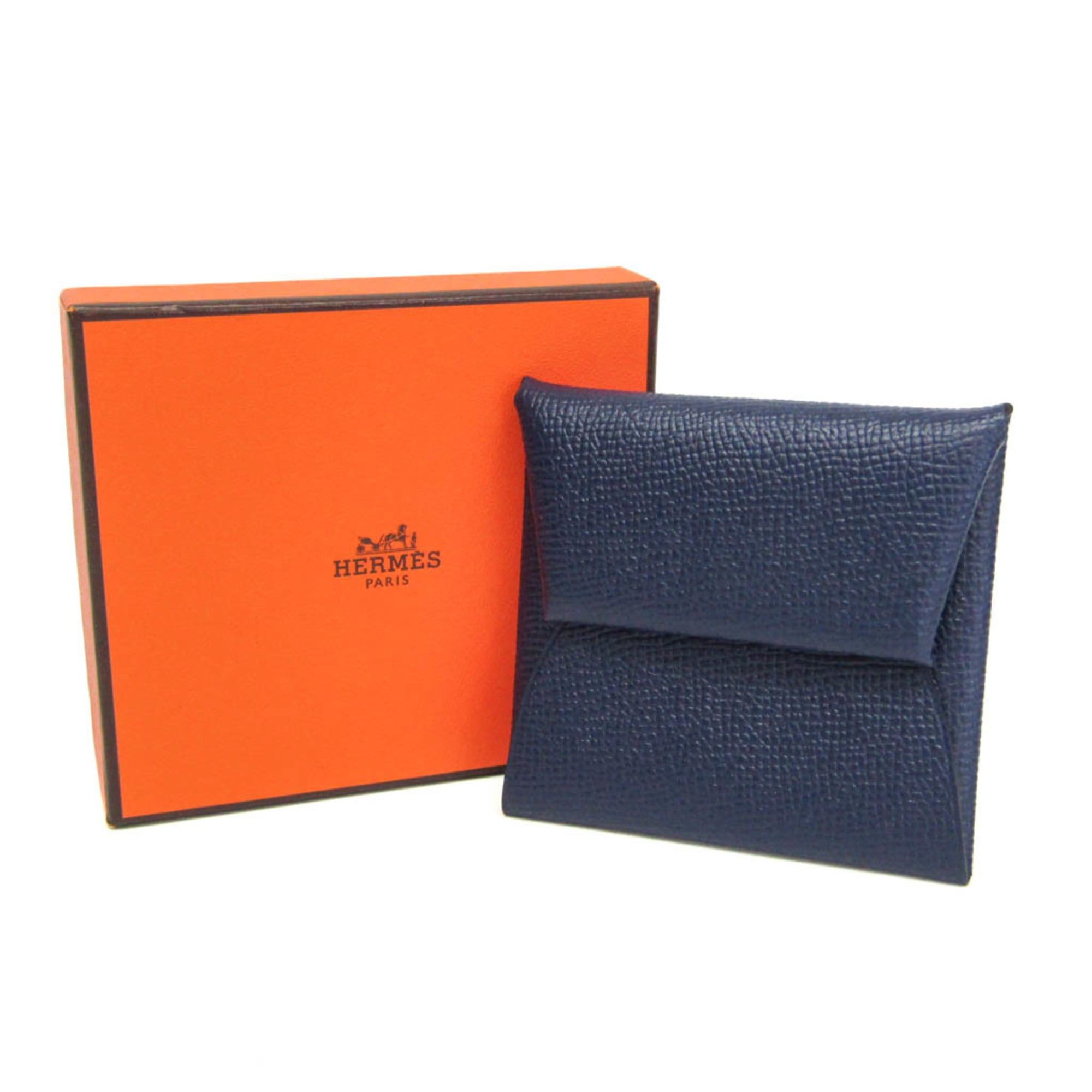 Hermes Hermes Bastia Men,Women Chevre Leather Coin Purse/coin Case Navy Size ONE SIZE - 2 Thumbnail