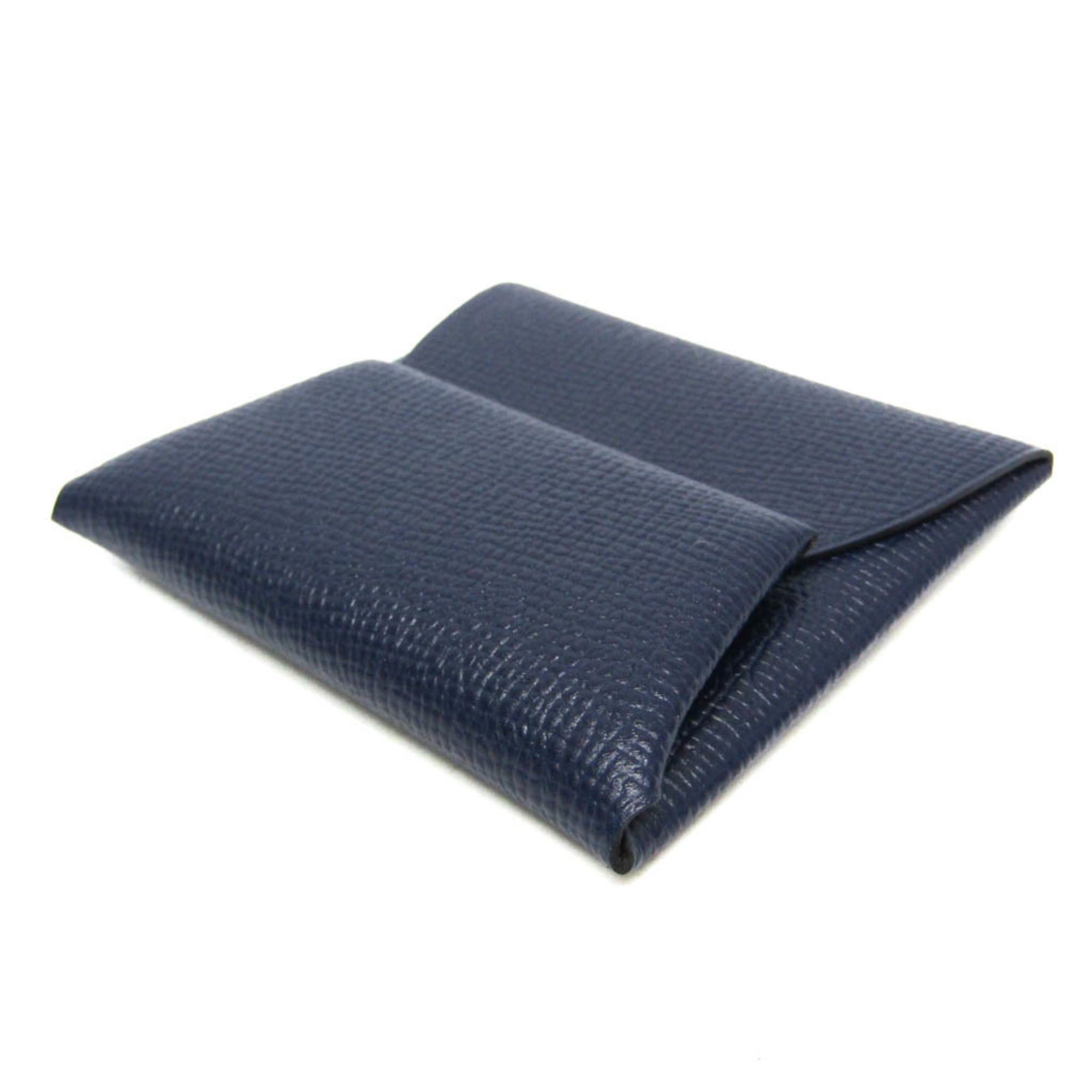Hermes Hermes Bastia Men,Women Chevre Leather Coin Purse/coin Case Navy Size ONE SIZE - 6 Thumbnail
