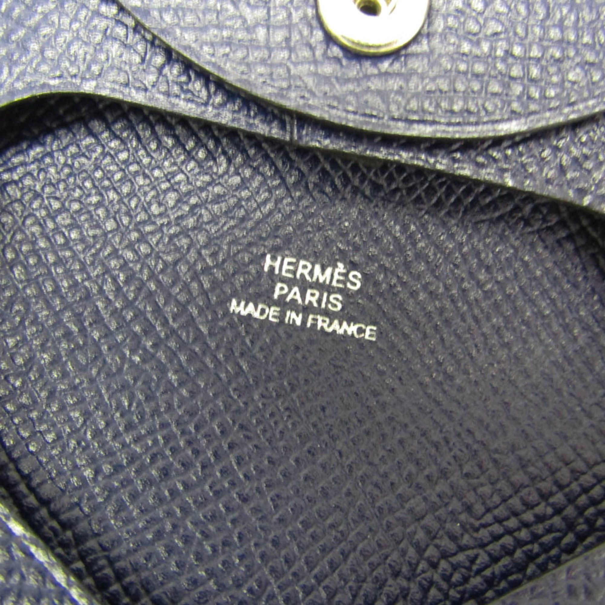 Hermes Hermes Bastia Men,Women Chevre Leather Coin Purse/coin Case Navy Size ONE SIZE - 8 Thumbnail