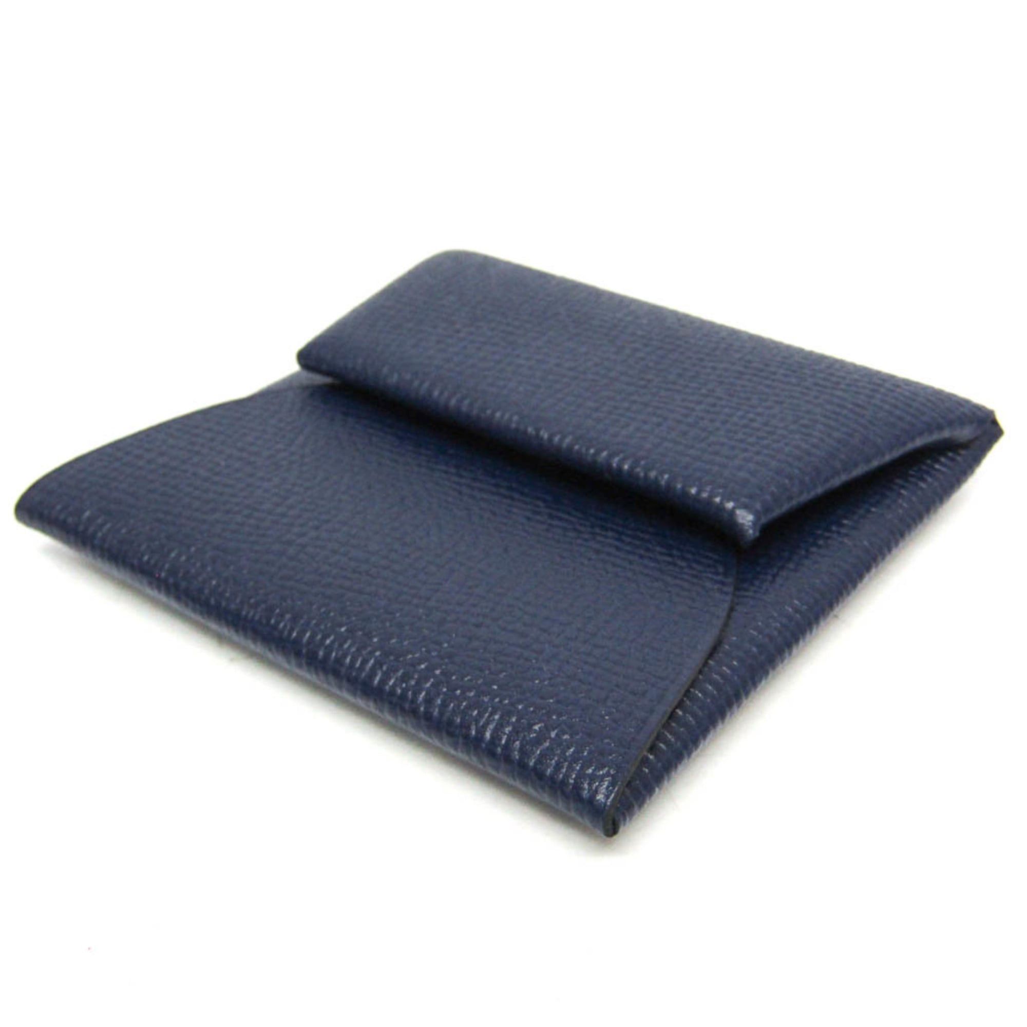 Hermes Hermes Bastia Men,Women Chevre Leather Coin Purse/coin Case Navy Size ONE SIZE - 5 Thumbnail