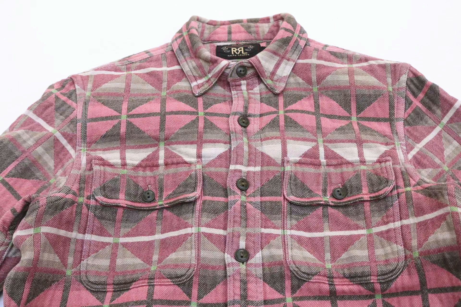 RRL Ralph Lauren RRL Vintage Distressed Pink Plaid Shirt Size US M / EU 48-50 / 2 - 5 Thumbnail