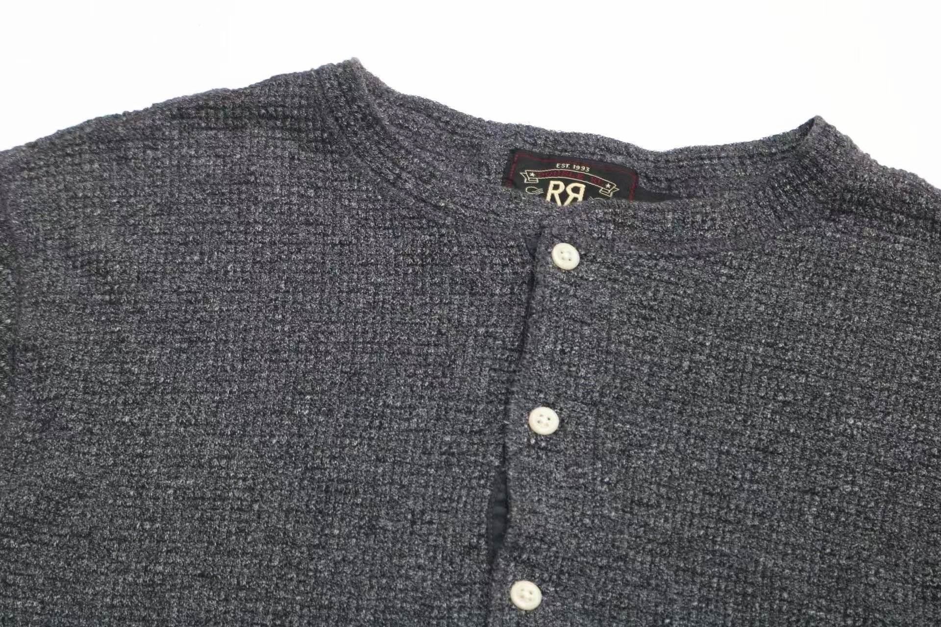 RRL Ralph Lauren RRL Vintage Distressed Gray Henley Long-Sleeve T-Shirt Size US S / EU 44-46 / 1 - 4 Thumbnail
