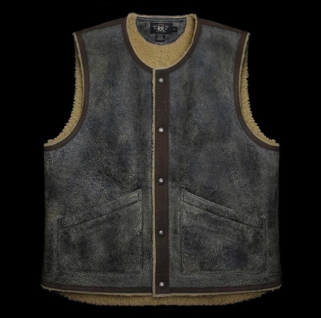 RRL Ralph Lauren RRL Vintage Shearling Leather Vest Size US XL / EU 56 / 4 - 9 Thumbnail