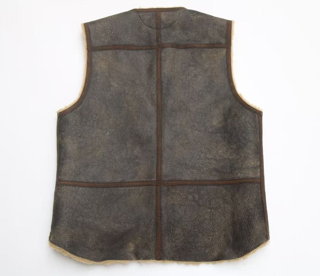 RRL Ralph Lauren RRL Vintage Shearling Leather Vest Size US XL / EU 56 / 4 - 2 Thumbnail