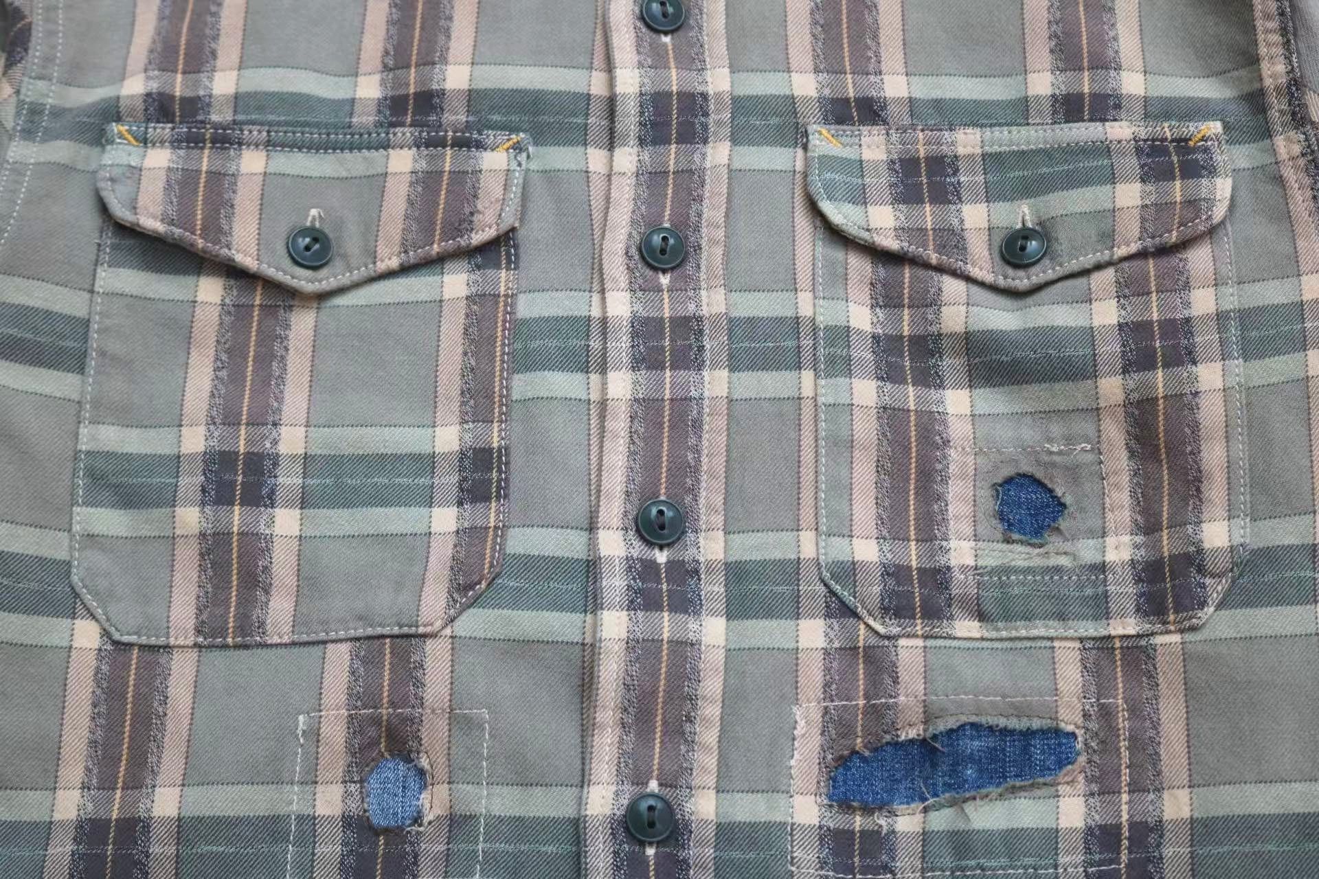 RRL Ralph Lauren RRL 2025 Vintage Patched Plaid Work Shirt Size US S / EU 44-46 / 1 - 3 Thumbnail