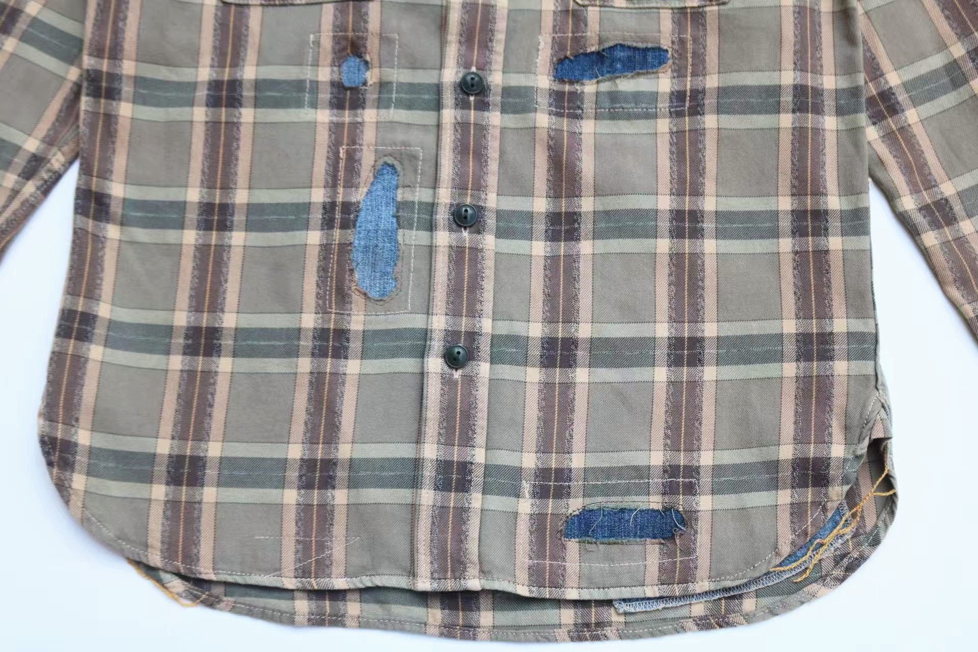 RRL Ralph Lauren RRL 2025 Vintage Patched Plaid Work Shirt Size US S / EU 44-46 / 1 - 4 Thumbnail