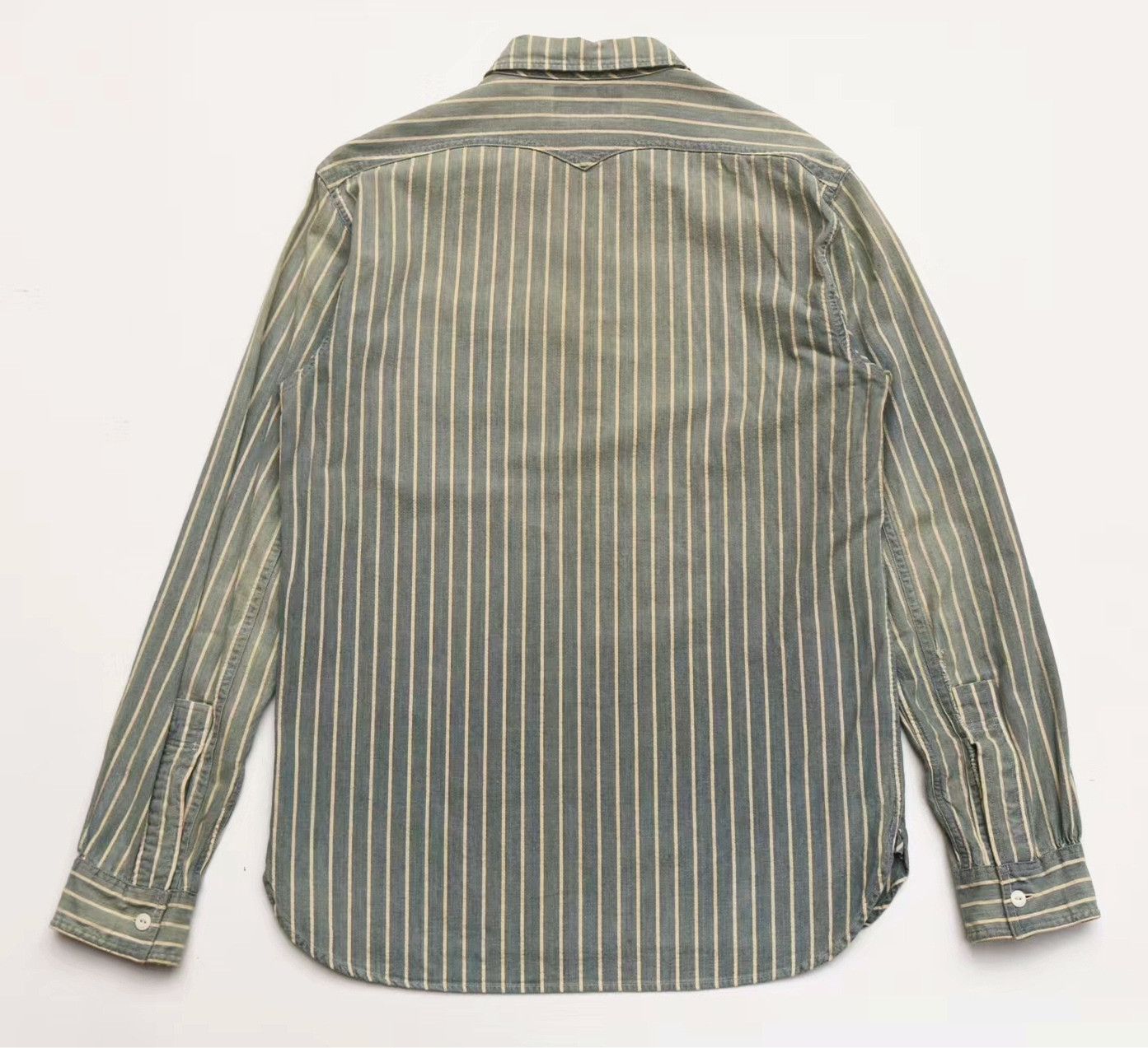 RRL Ralph Lauren RRL Vintage Washed Blue White Stripe Work Shirt Size US S / EU 44-46 / 1 - 4 Thumbnail