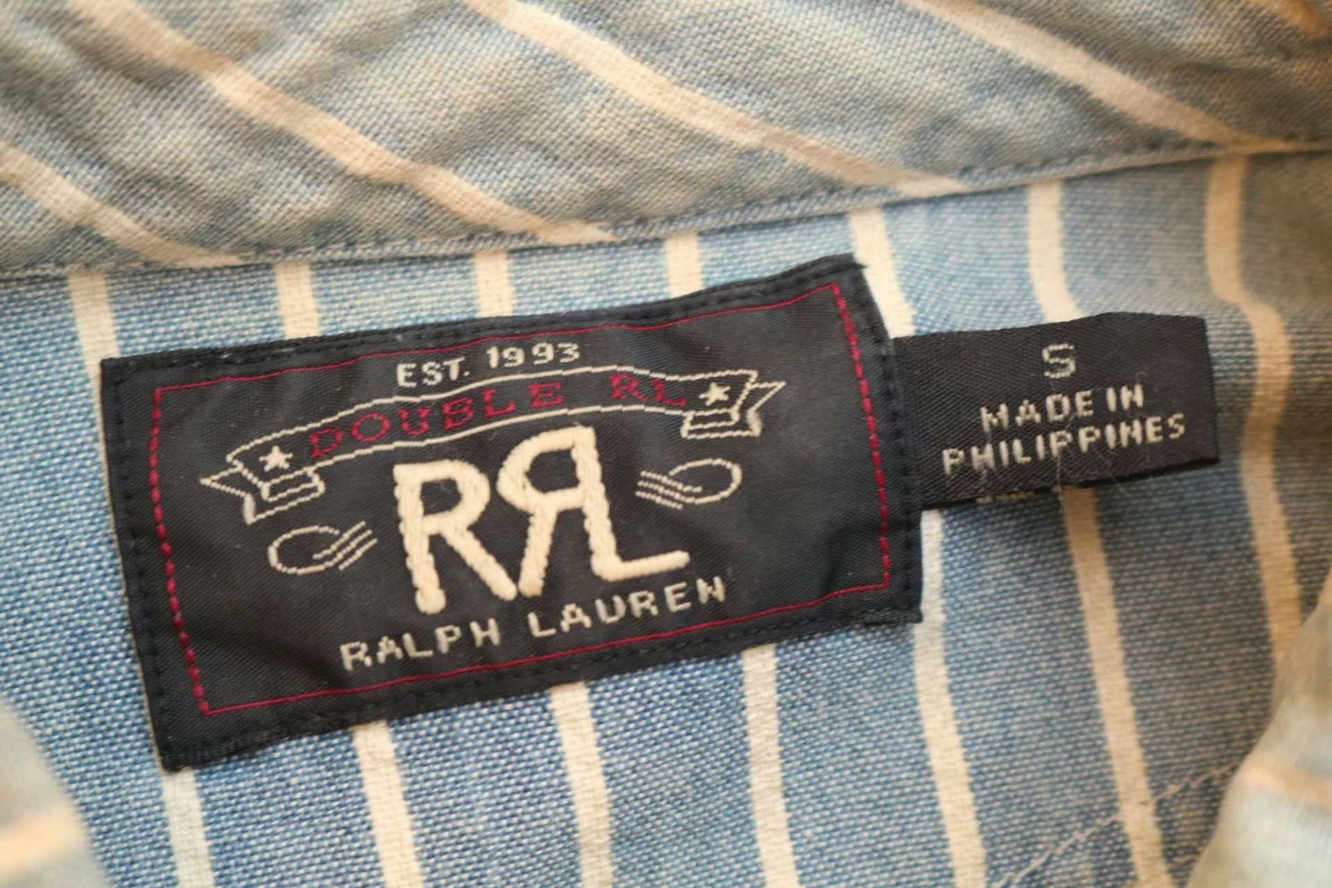 RRL Ralph Lauren RRL Vintage Washed Blue White Stripe Work Shirt Size US S / EU 44-46 / 1 - 8 Thumbnail